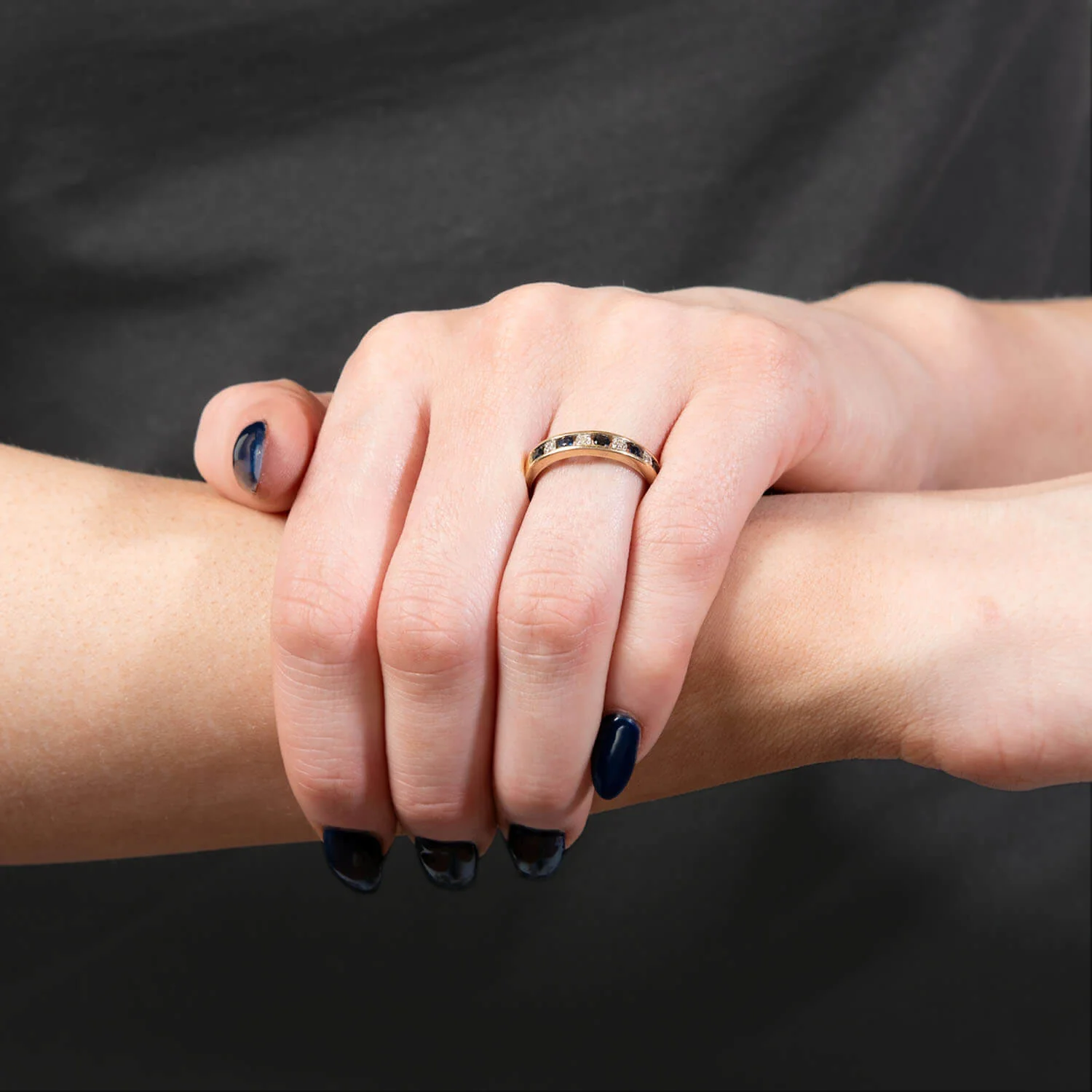 Estate 14k Sapphire and Diamond Band - Image 7