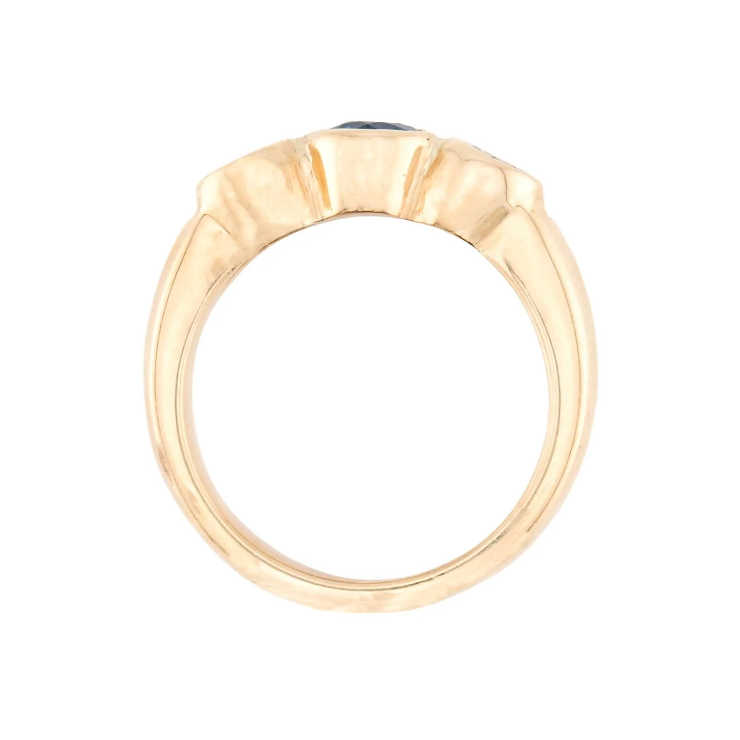 Estate 14k Sapphire and Diamond Three Stone Ring - Image 4