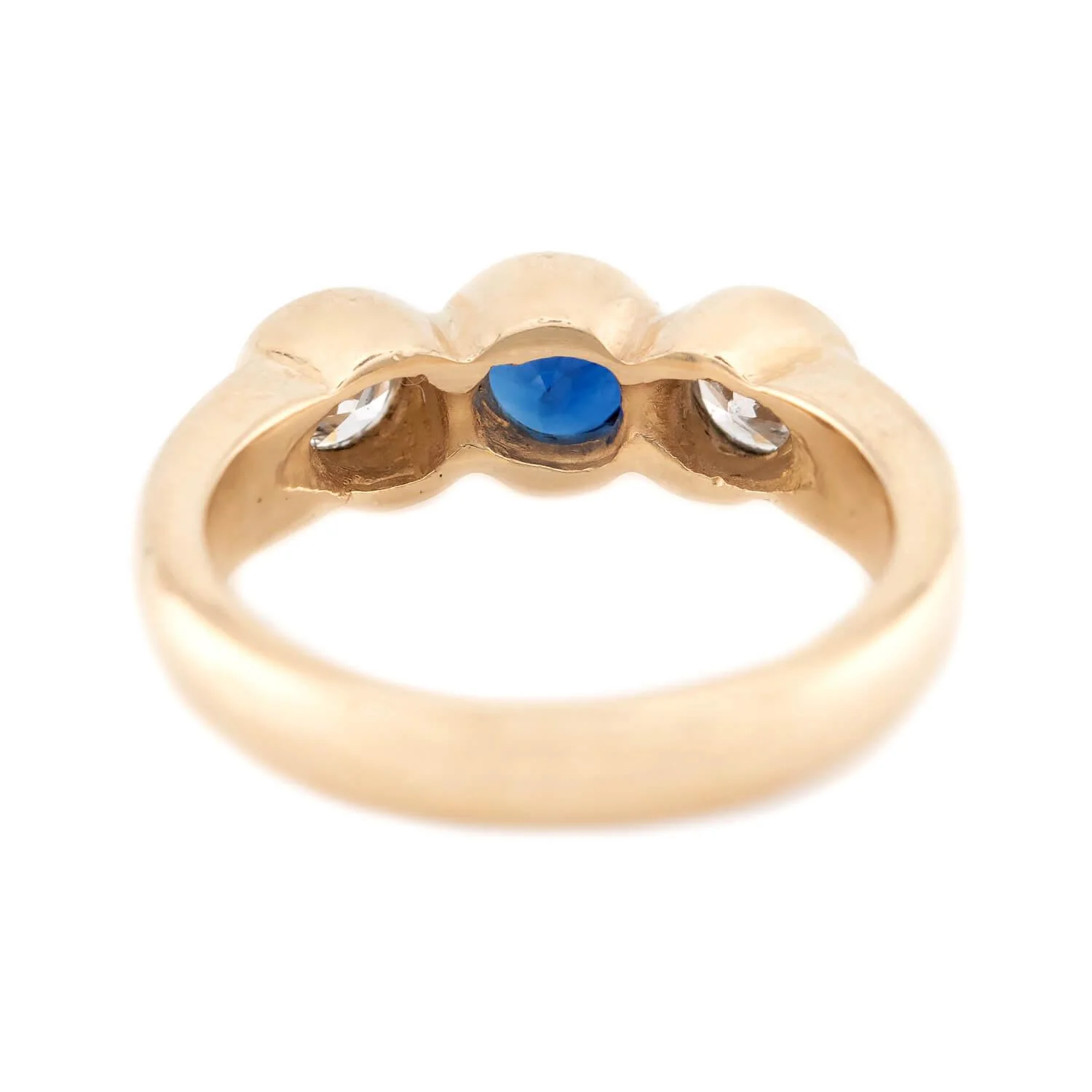 Estate 14k Sapphire and Diamond Three Stone Ring - Image 5
