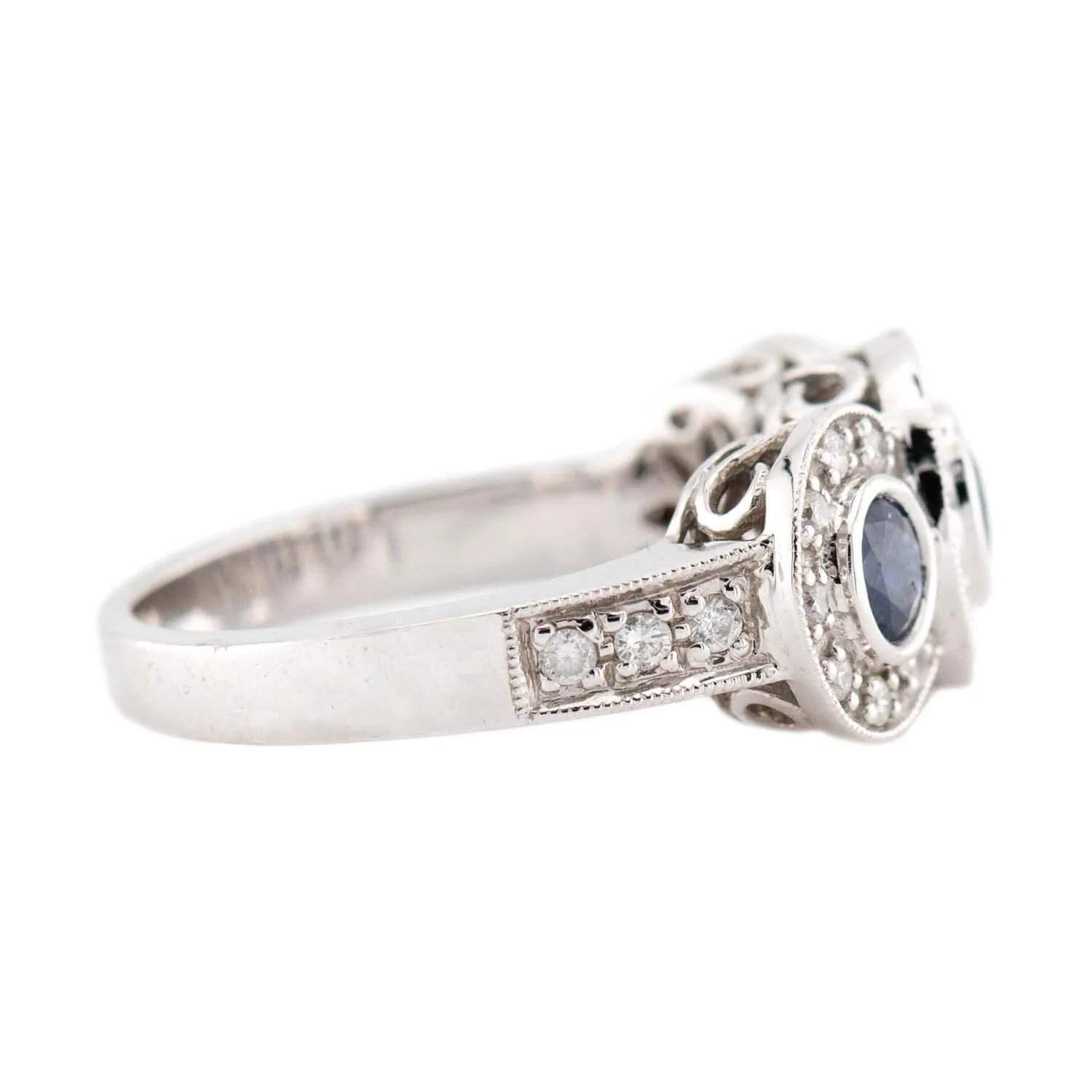 Estate 14K Sapphire & Diamond 3 Stone Ring - Image 3