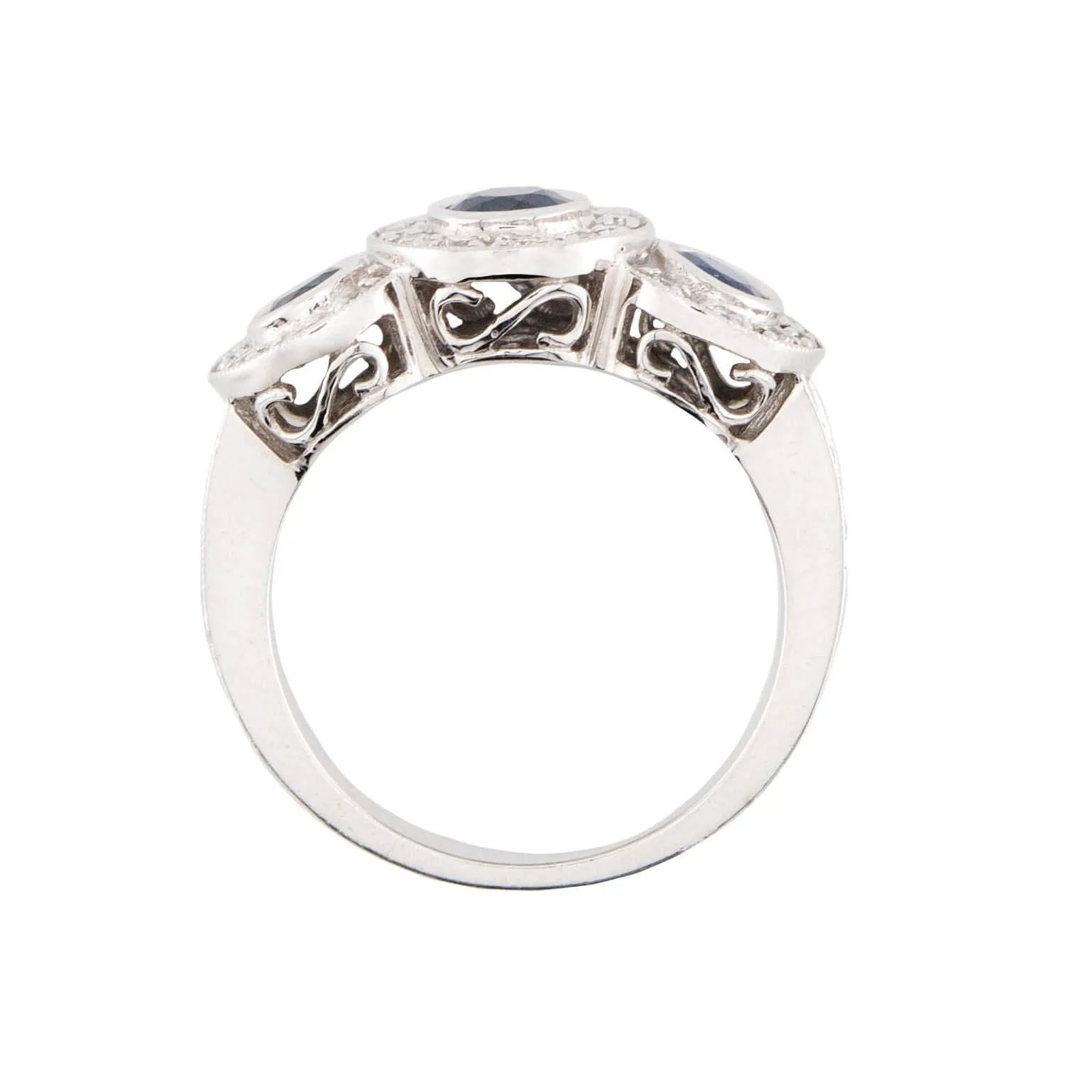 Estate 14K Sapphire & Diamond 3 Stone Ring - Image 4