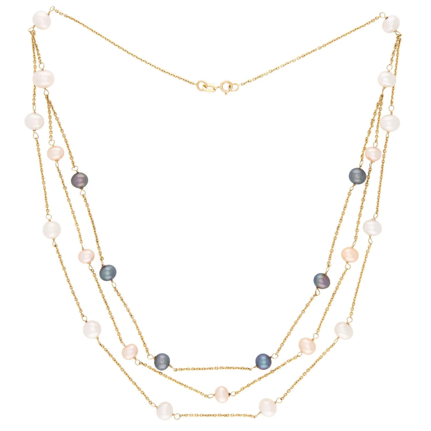 Estate 14k Three-Strand Pearl Necklace - Image 2
