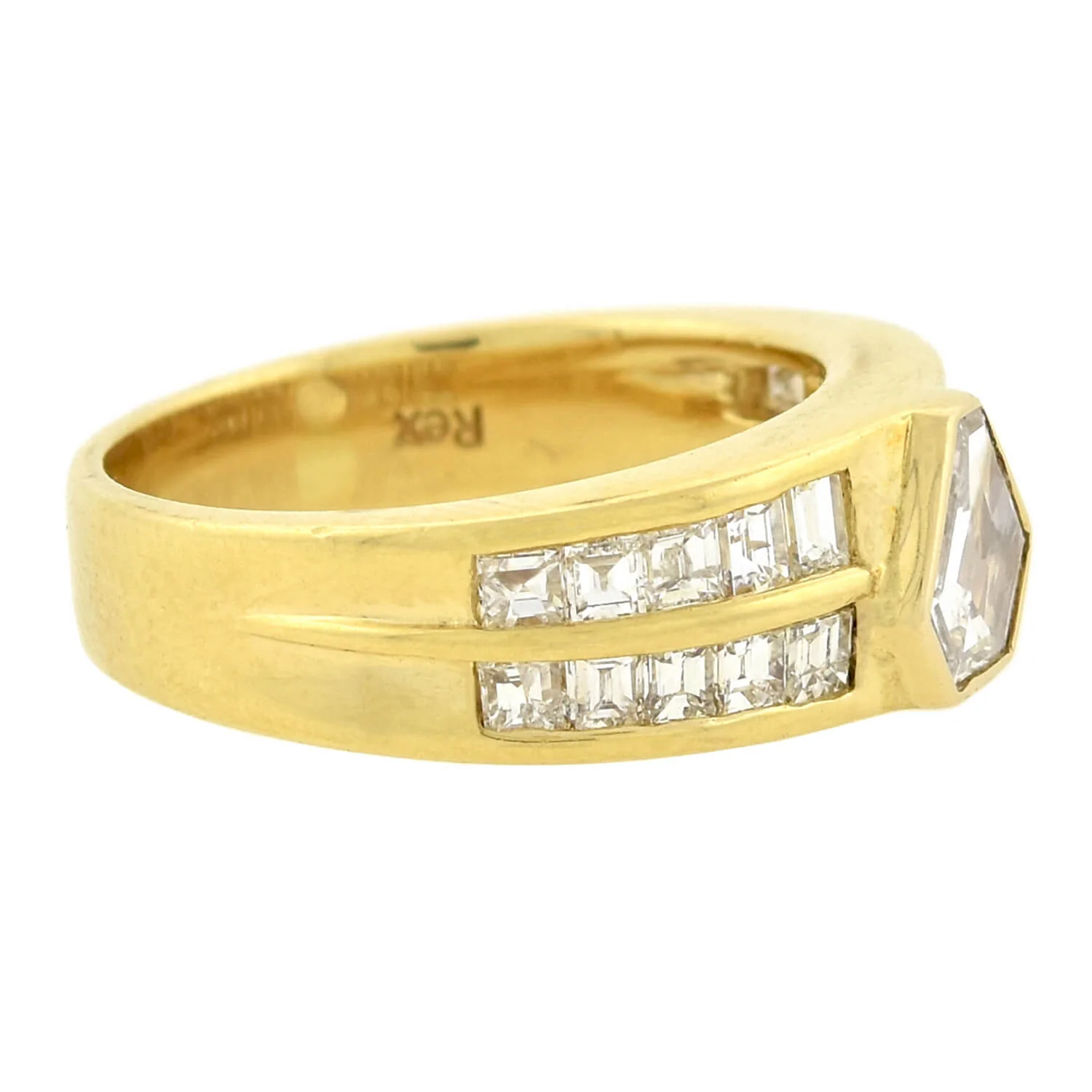 Estate 14kt 0.60ct Kite-Shaped Diamond Ring 1.60ctw - Image 2
