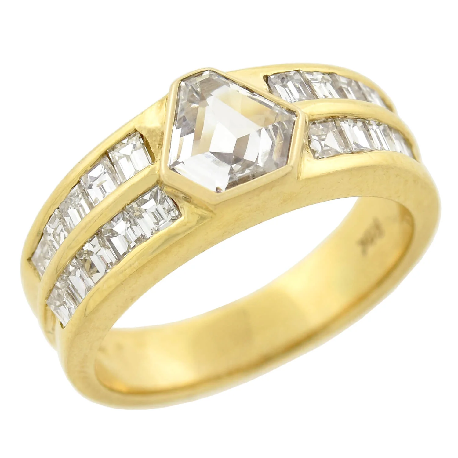 Estate 14kt 0.60ct Kite-Shaped Diamond Ring 1.60ctw - Image 4
