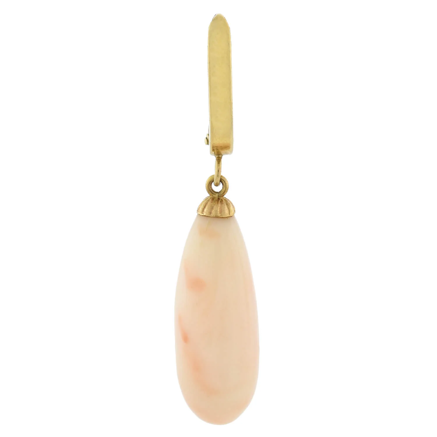 Estate 14kt Angel Skin Coral Teardrop Dangle Earrings - Image 2