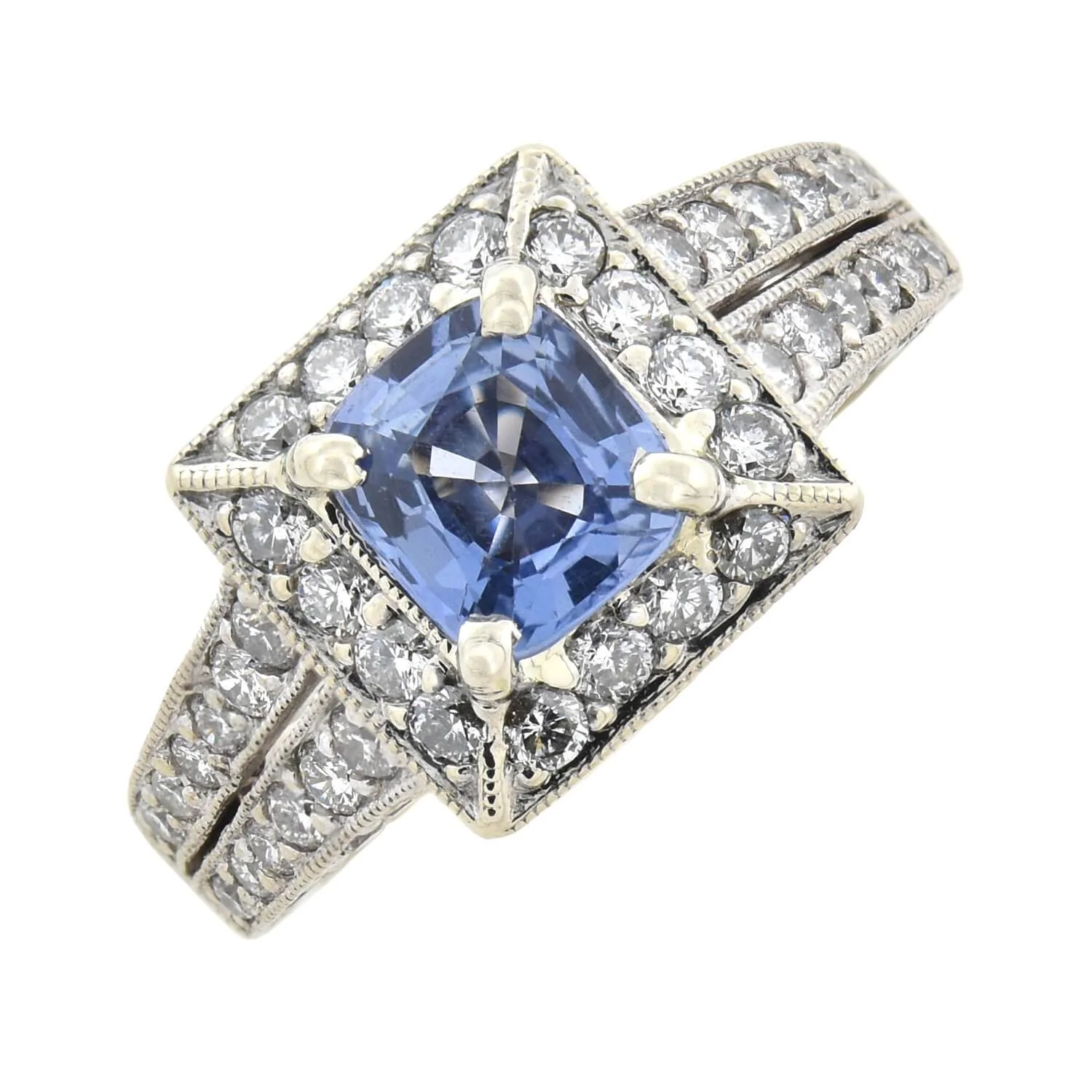 Estate 14kt Diamond + Sapphire Ring 0.90ct center - Image 4