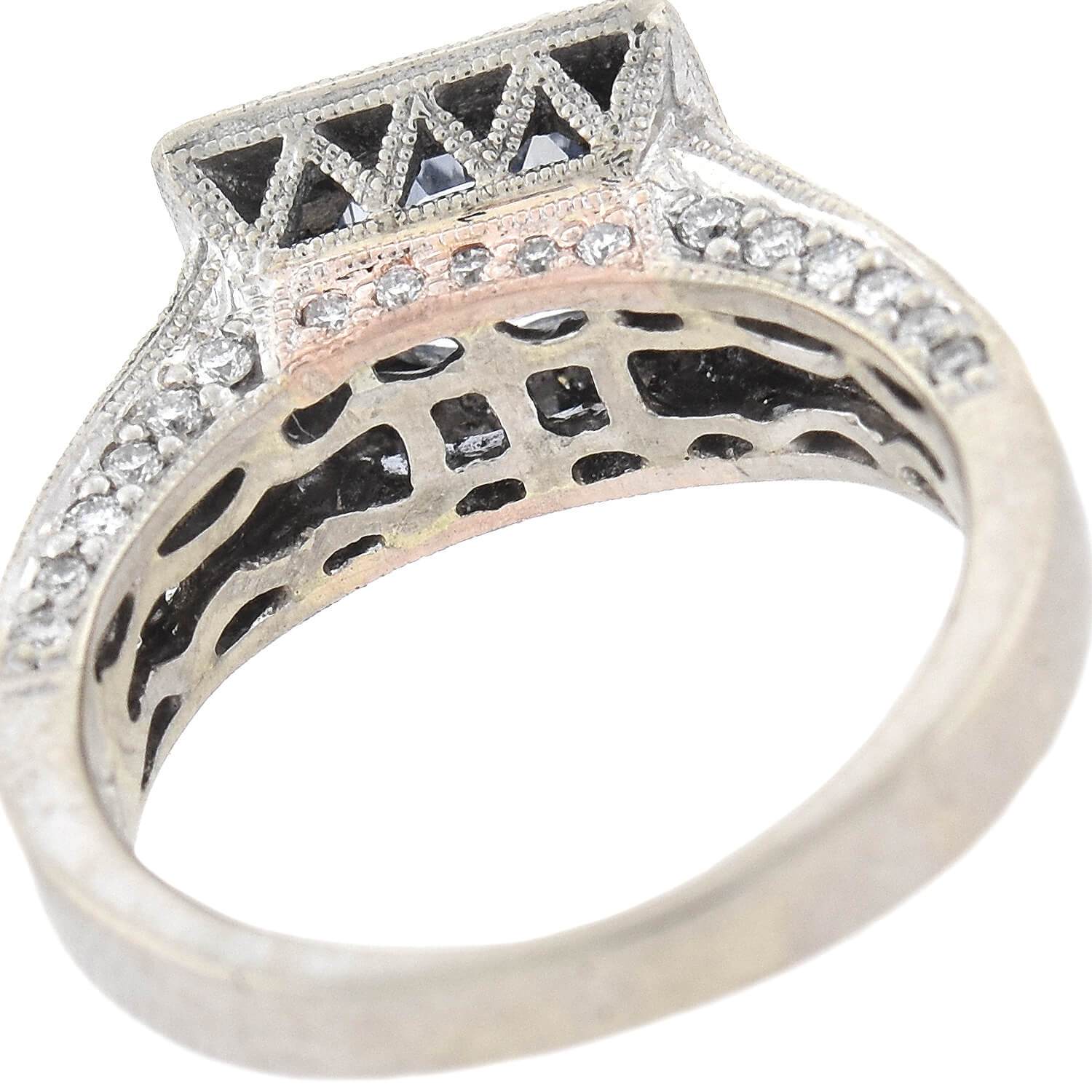 Estate 14kt Diamond + Sapphire Ring 0.90ct center - Image 6