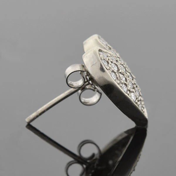 Estate 14kt & Pavé Diamond Heart Stud Earrings - Image 2