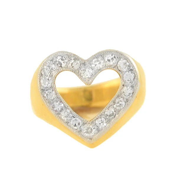 Estate 14kt Yellow Gold + Diamond Open Heart Ring 0.50ctw - Image 3