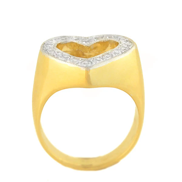 Estate 14kt Yellow Gold + Diamond Open Heart Ring 0.50ctw - Image 4
