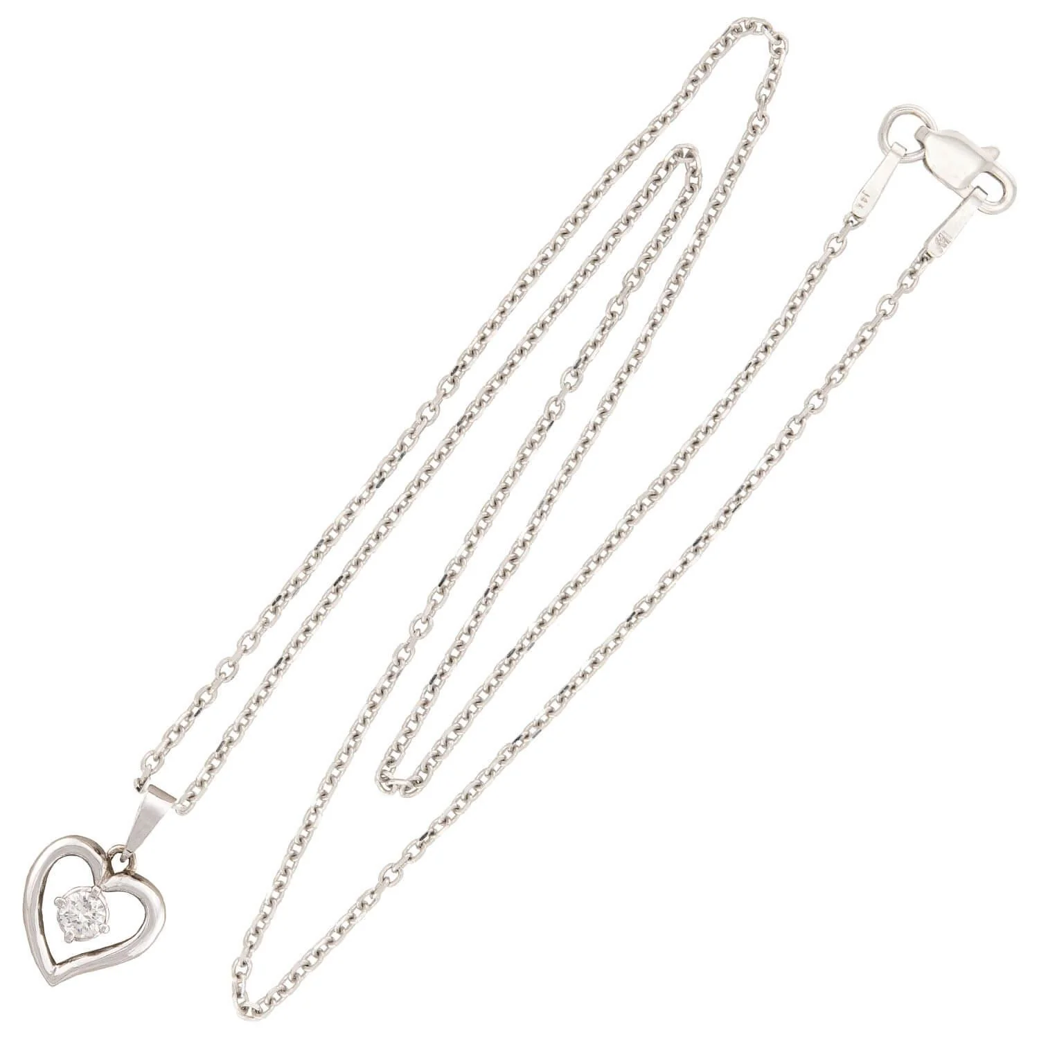 Estate 18k/14k Diamond Heart Pendant Necklace - Image 2