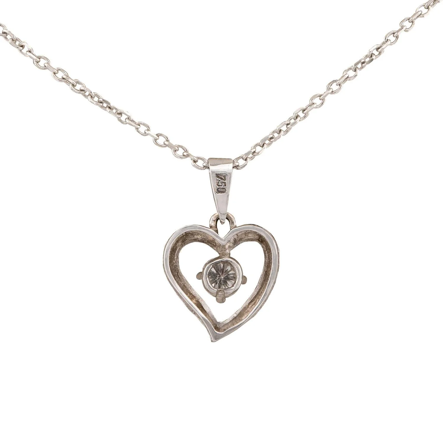 Estate 18k/14k Diamond Heart Pendant Necklace - Image 4