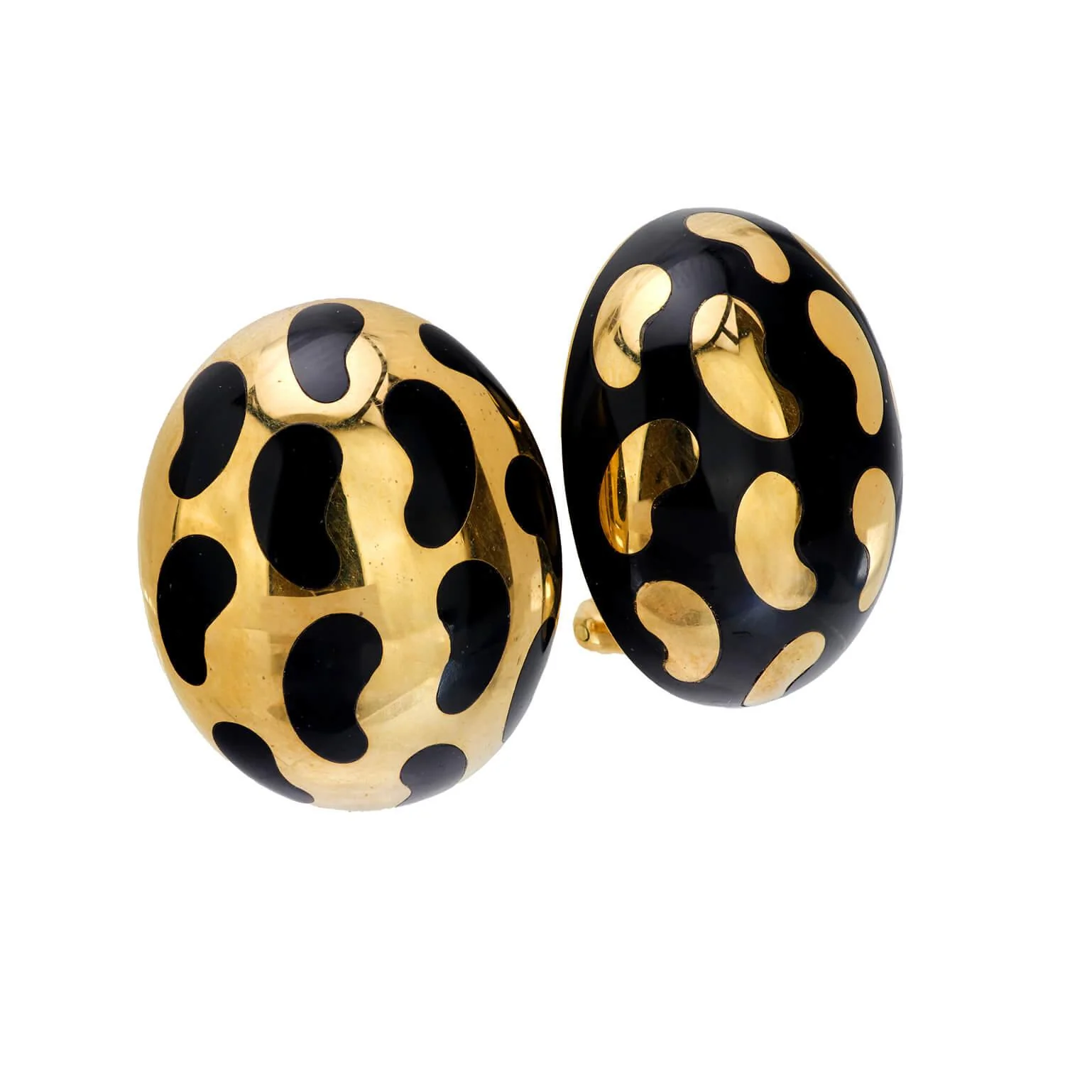Estate 18k and Enamel Leopard Print Earrings - Image 2