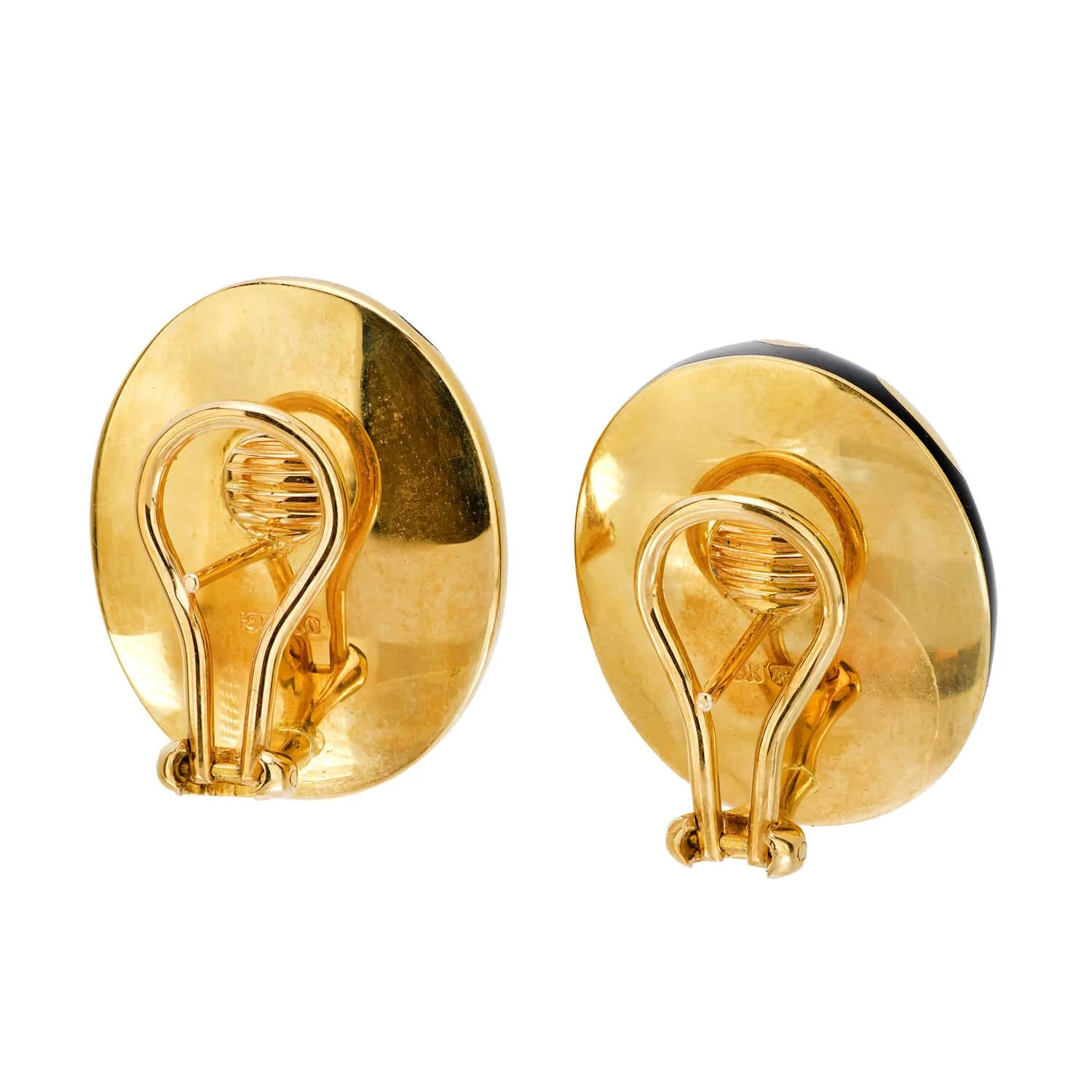 Estate 18k and Enamel Leopard Print Earrings - Image 3