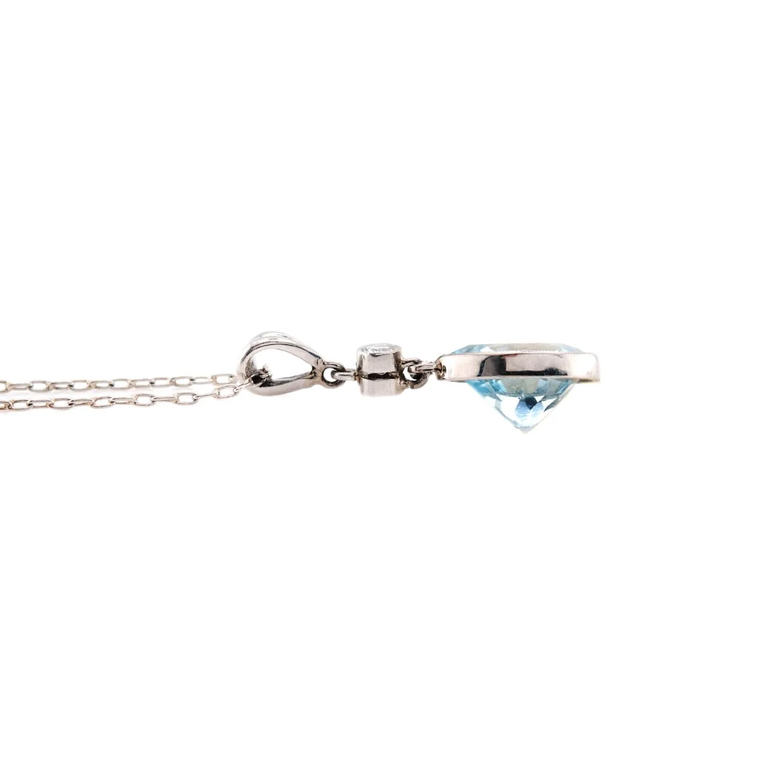 Estate 18k Aqua and Diamond Drop Necklace - Image 3