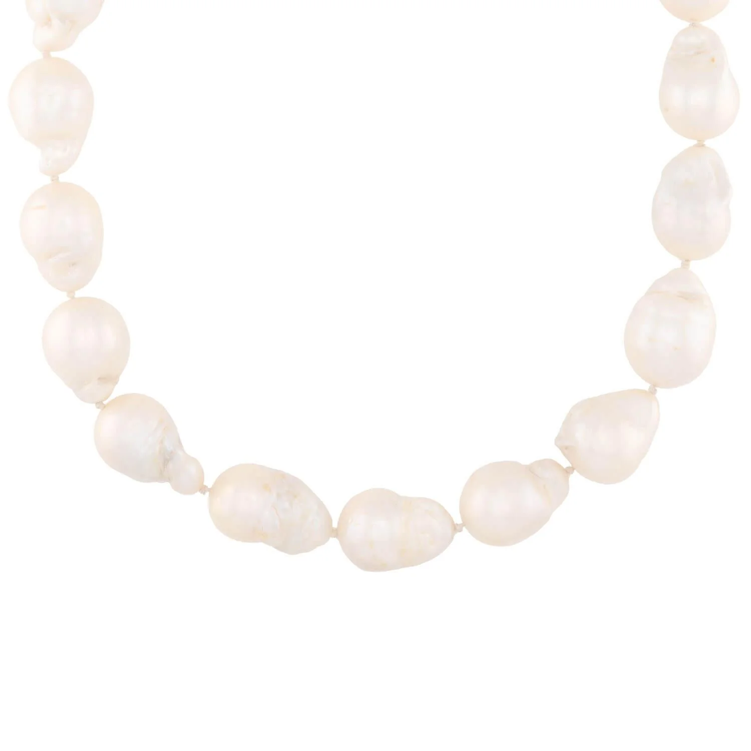 Estate 18k Baroque Pearl and Diamond Necklace