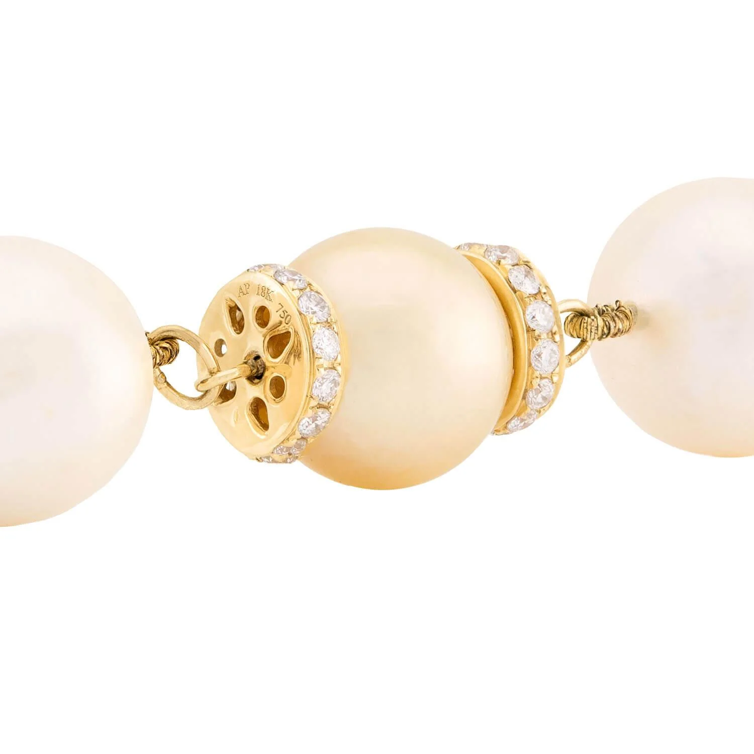 Estate 18k Baroque Pearl and Diamond Necklace - Image 5