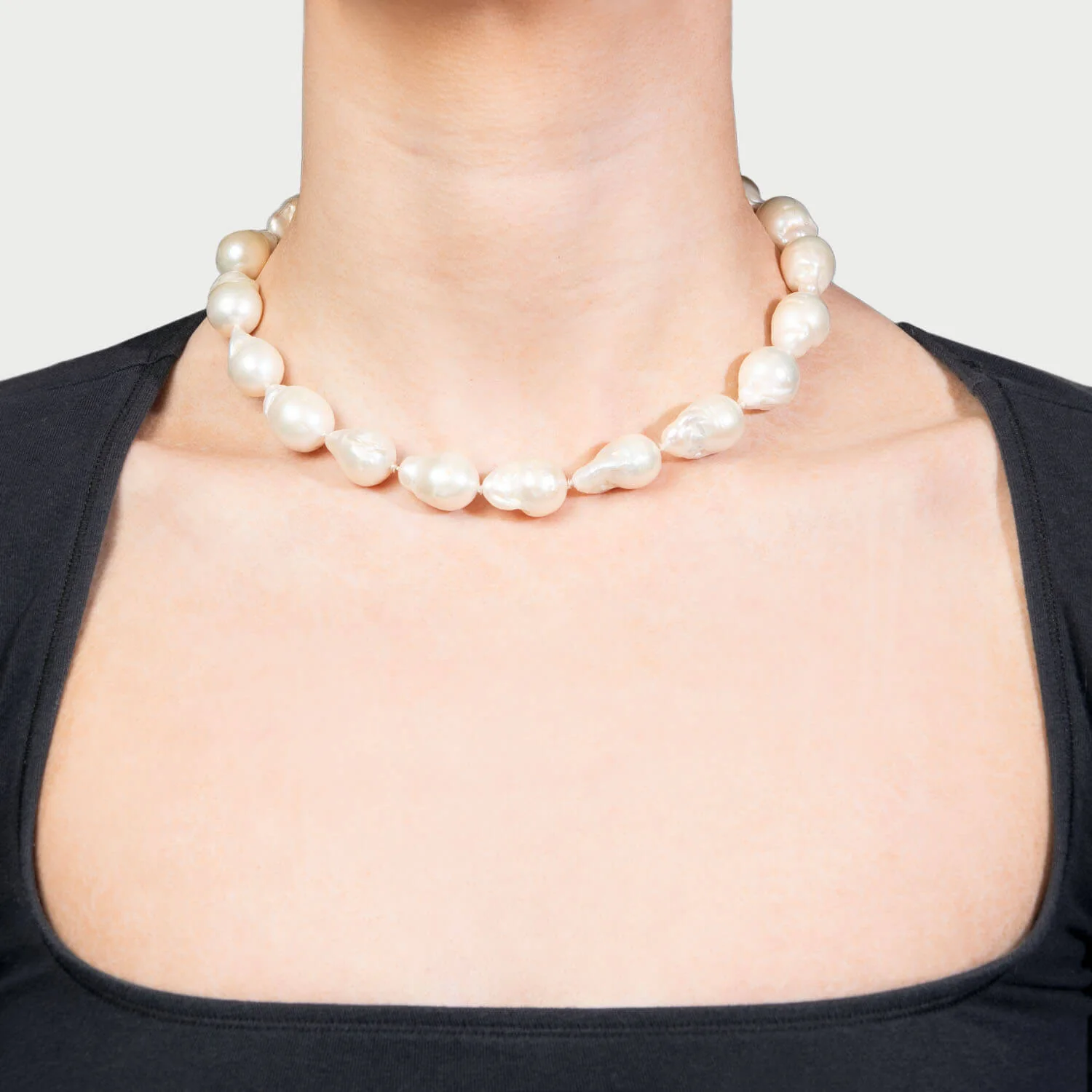Estate 18k Baroque Pearl and Diamond Necklace - Image 6