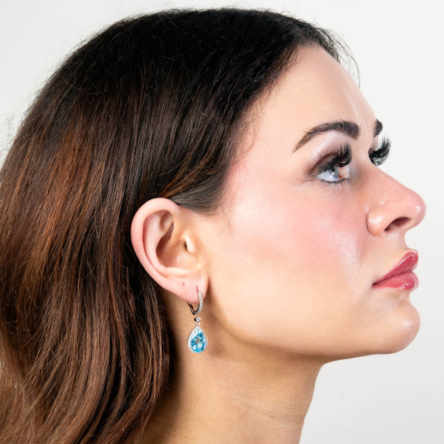 Estate 18k Blue Topaz and Diamond Drop Earrings - Image 5