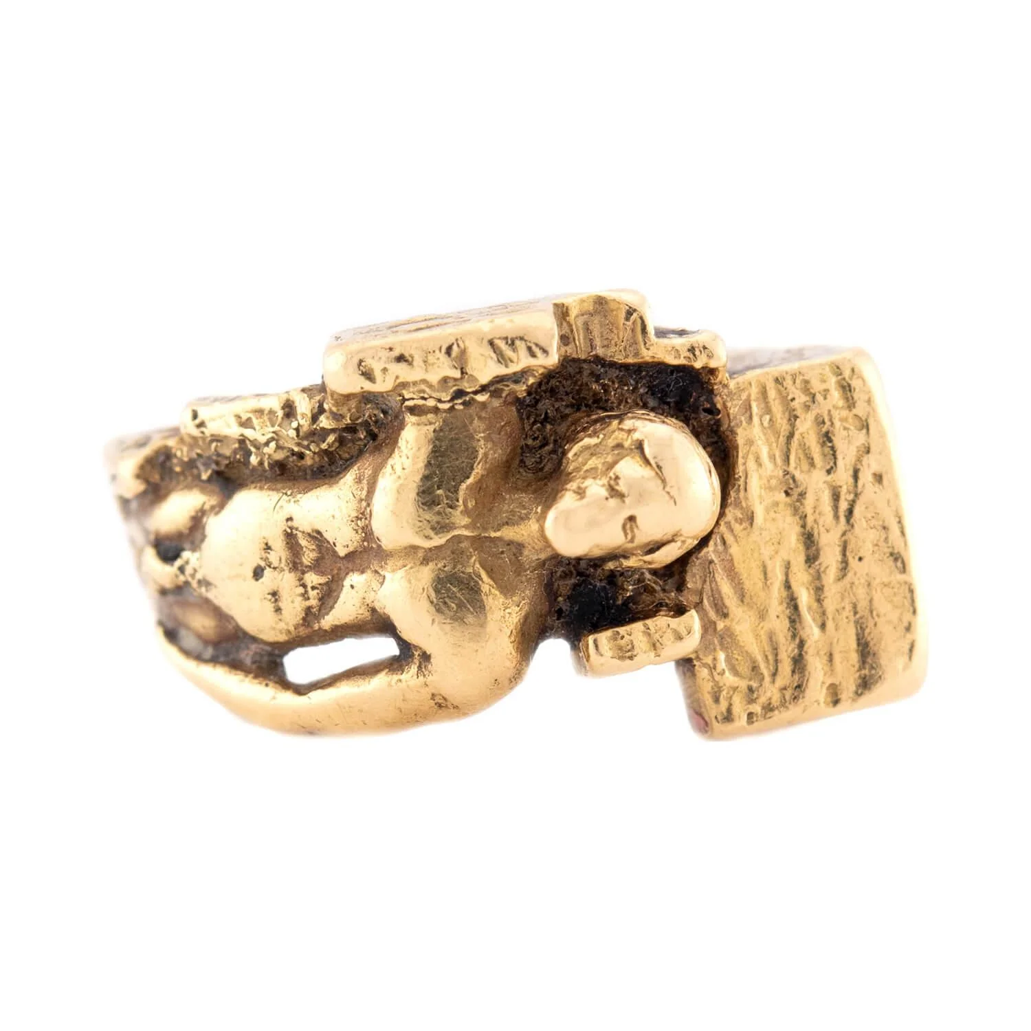 Estate 18k Brutalist Man-Motif Ring - Image 2