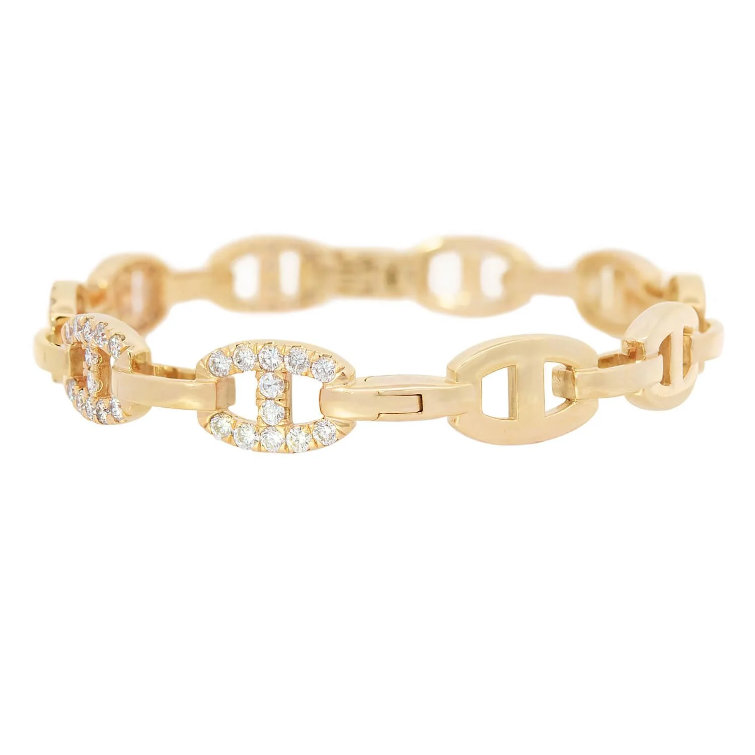 Estate 18k 3.50ctw Diamond Anchor Link Bracelet - Image 2