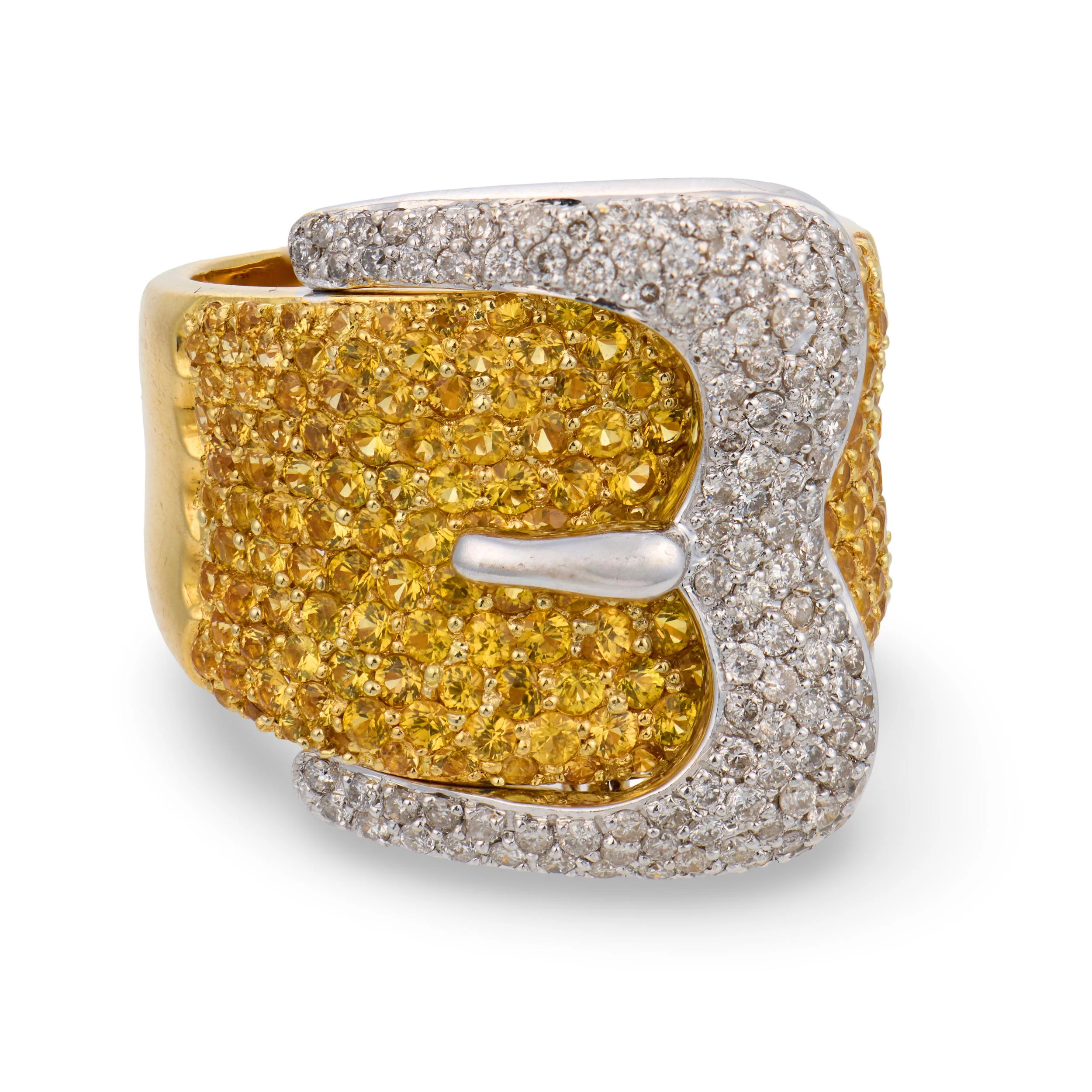 Estate 18k Diamond Buckle Ring - Image 2