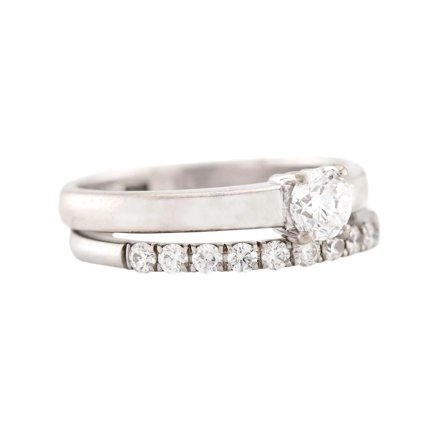 Estate 18k Diamond Engagement Ring & Wedding Band Set .34ct - Image 3