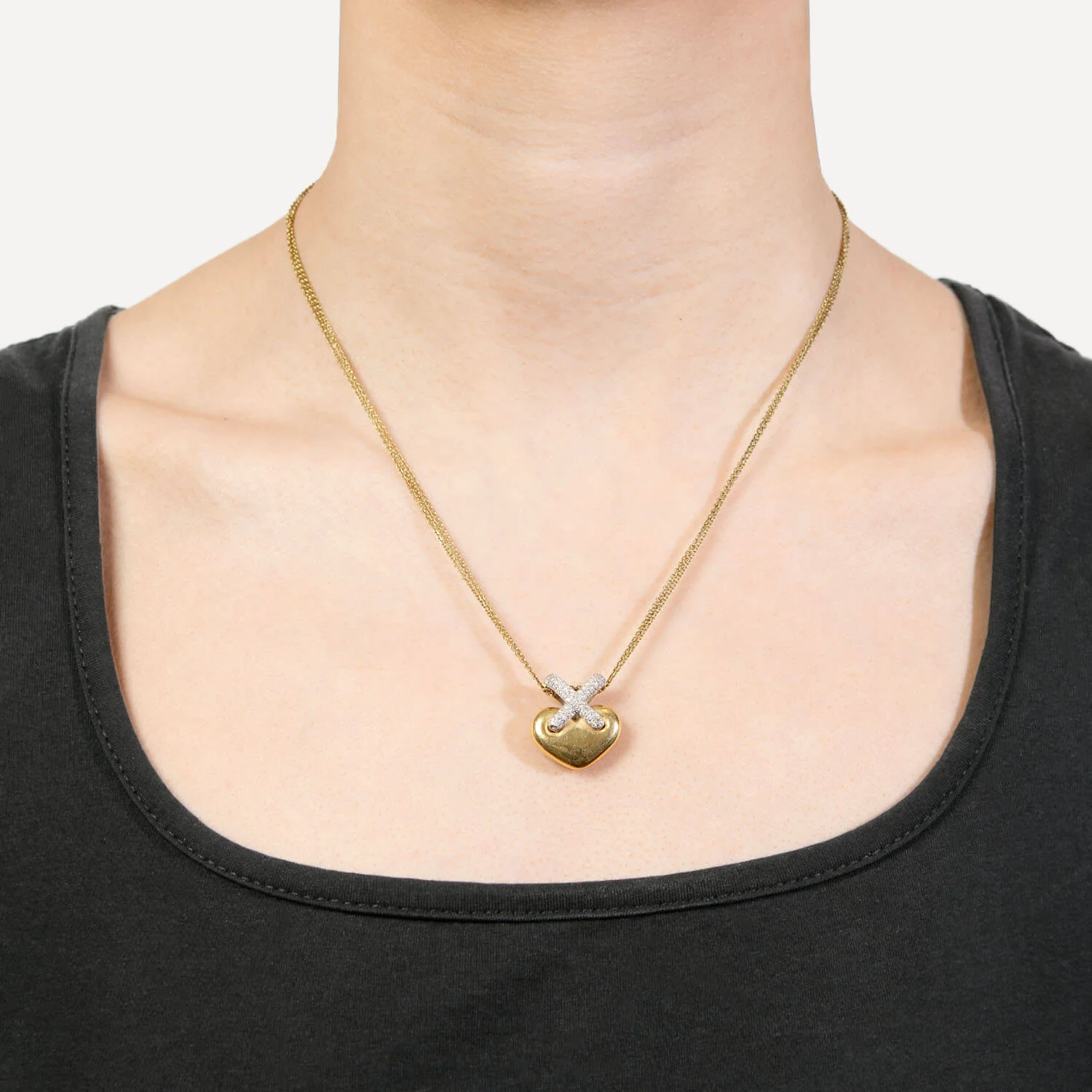 Estate 18k Diamond Heart Pendant Necklace - Image 6