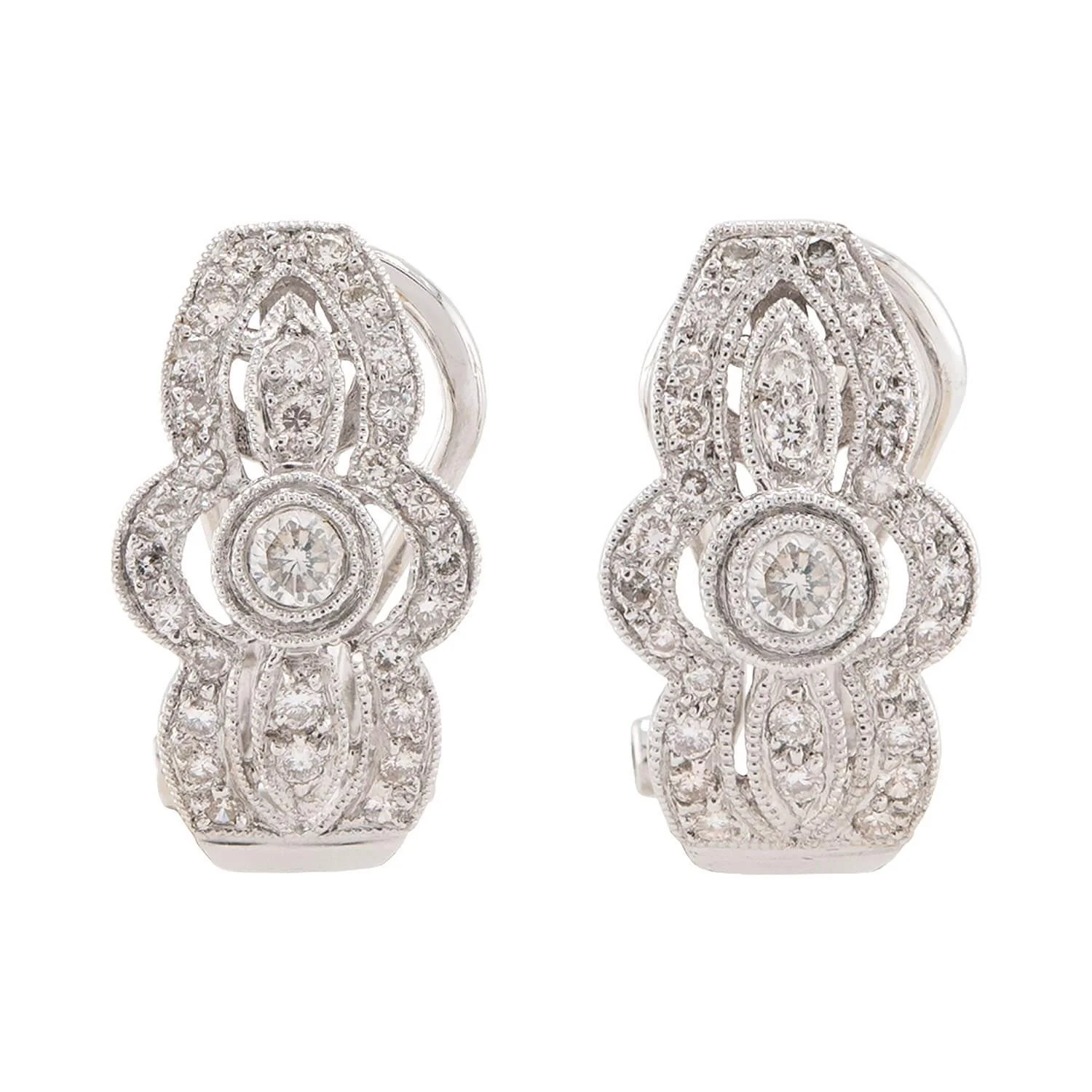 Estate 18k Diamond Huggie Earrings
