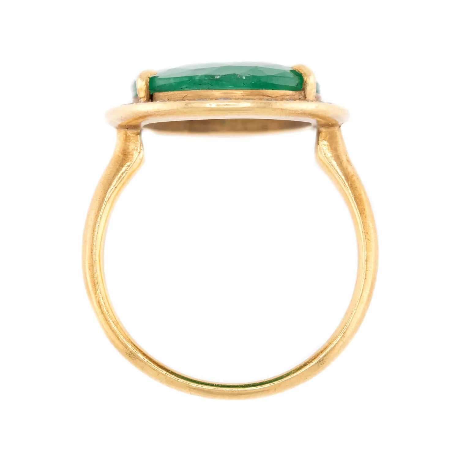 Estate 18k Emerald and Diamond Halo Ring - Image 4