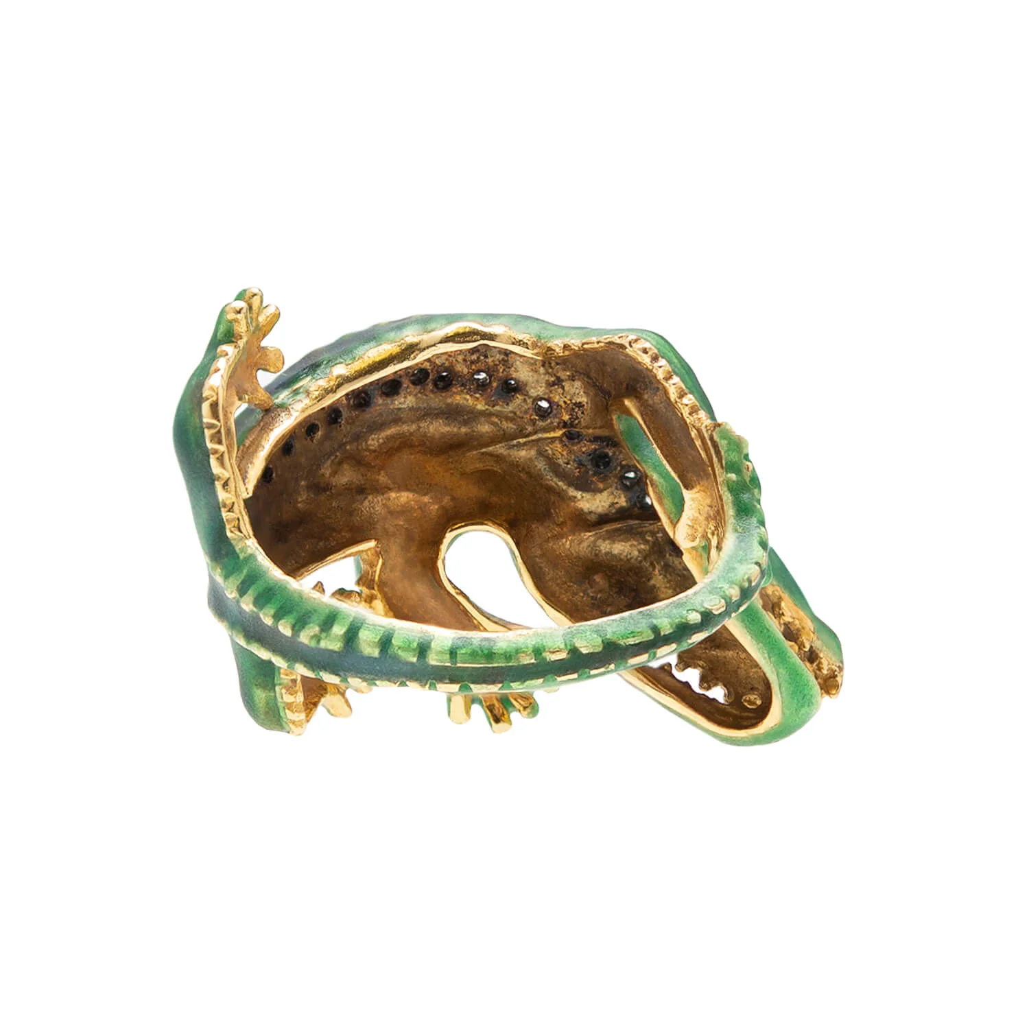 Estate 18k Enamel Alligator Ring - Image 6