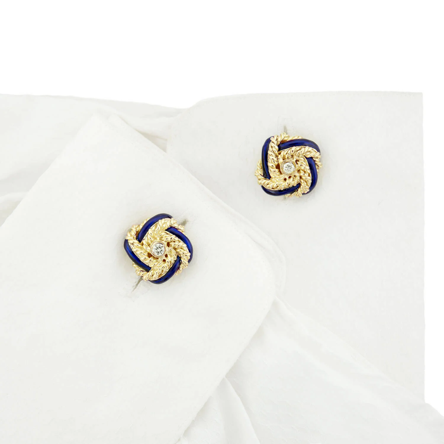 Estate 18k Enamel Knot CuffLinks - Image 5