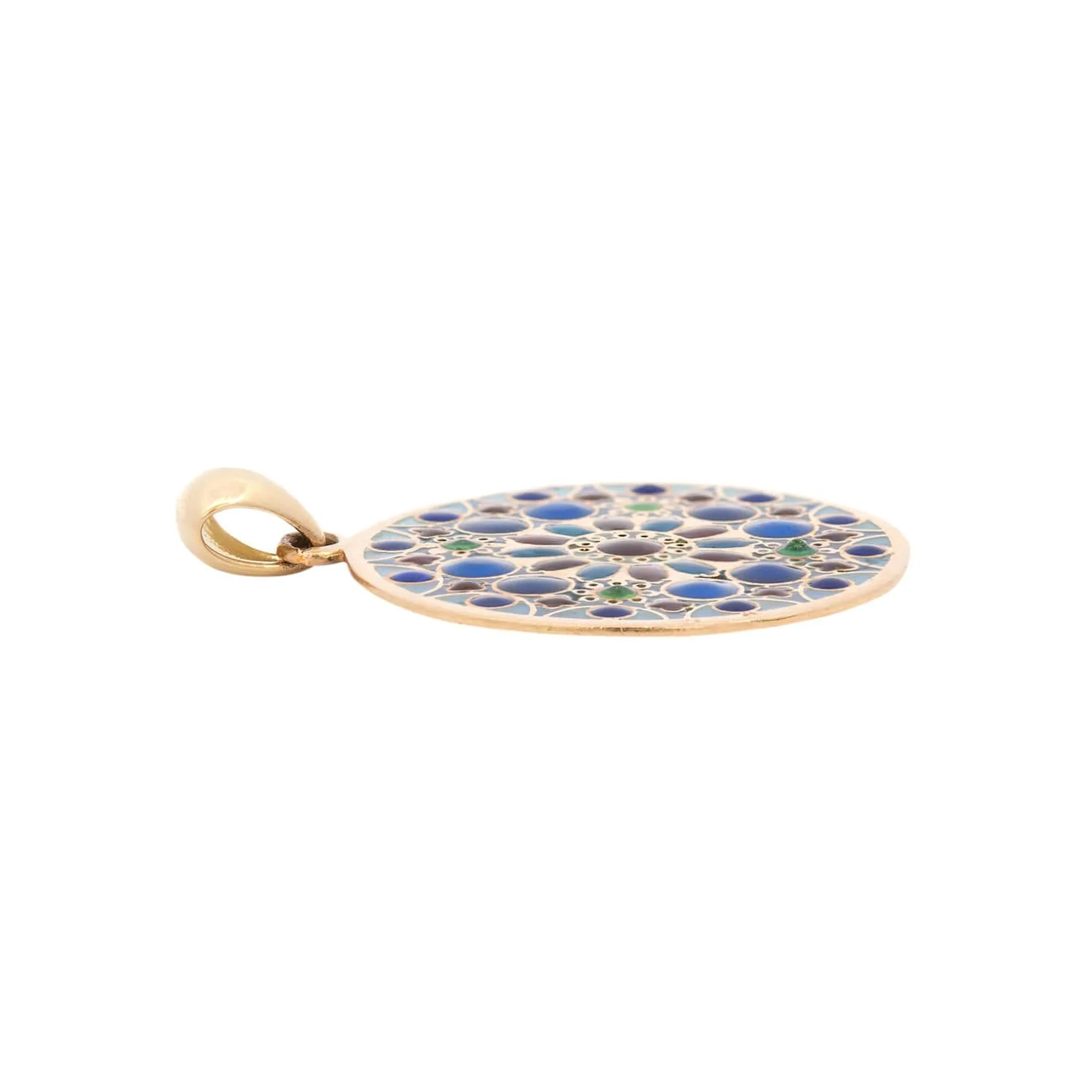 Estate 18k French Plique-à-jour Disc Pendant - Image 2