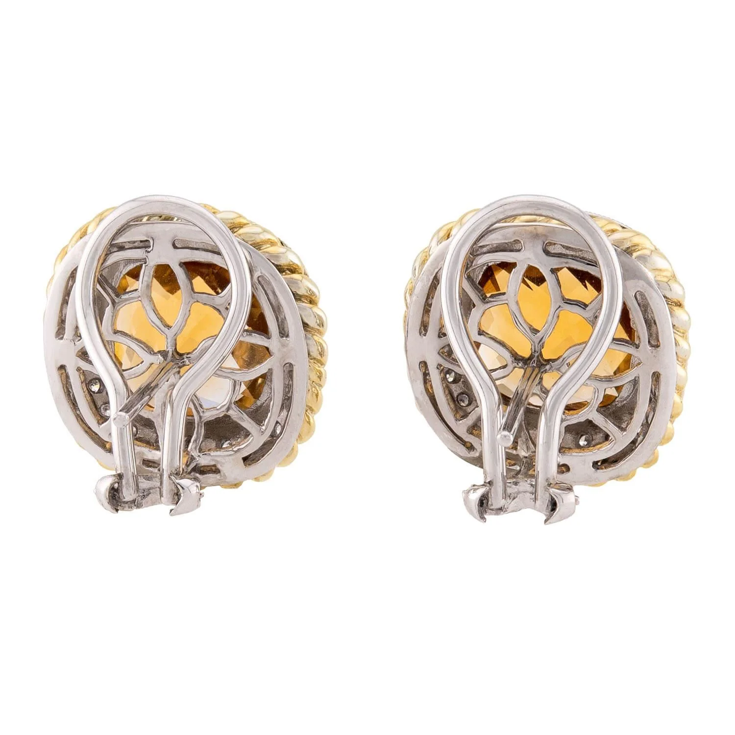 Estate 18k Madeira Citrine & Diamond Earrings - Image 3