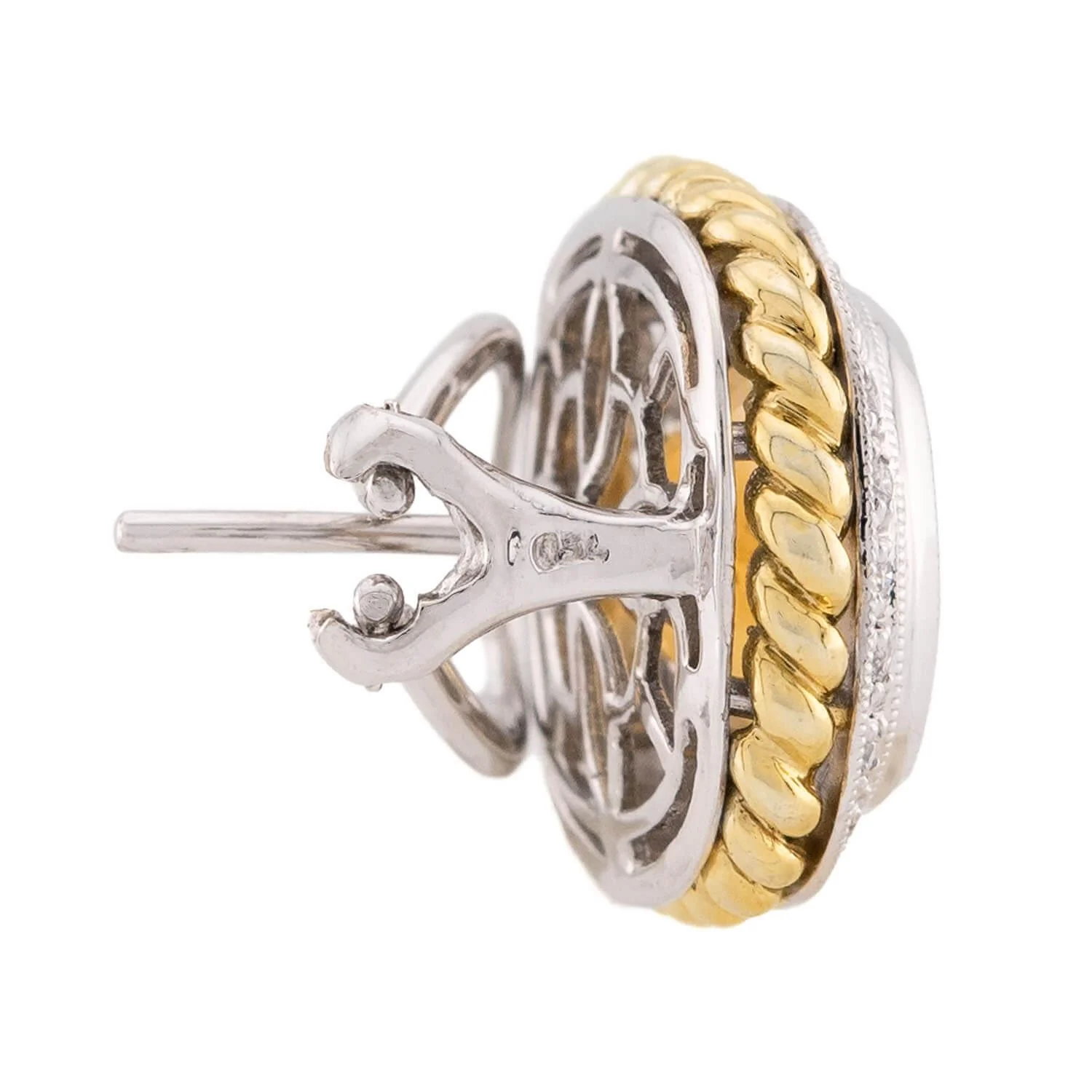 Estate 18k Madeira Citrine & Diamond Earrings - Image 4