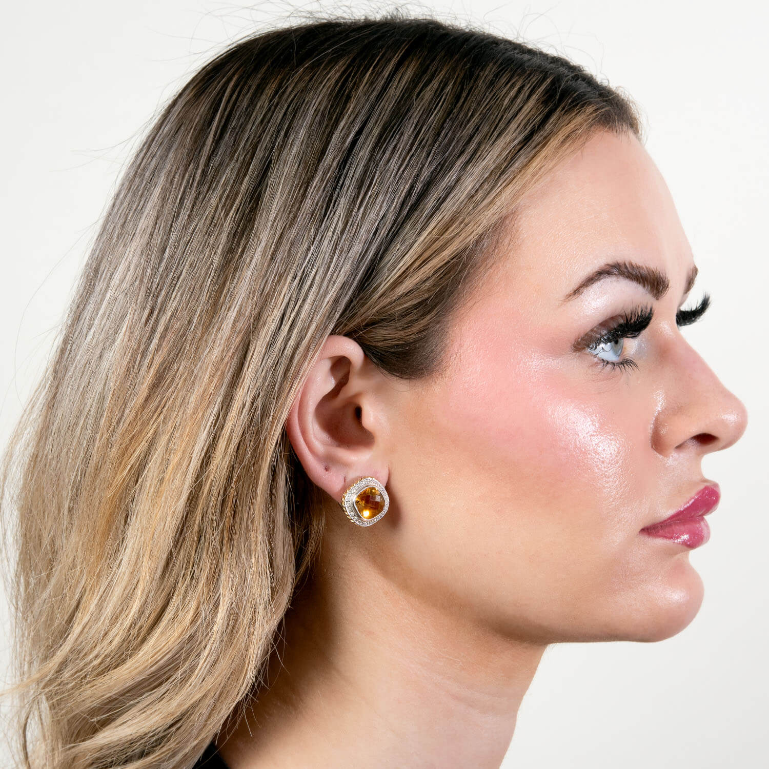 Estate 18k Madeira Citrine & Diamond Earrings - Image 5