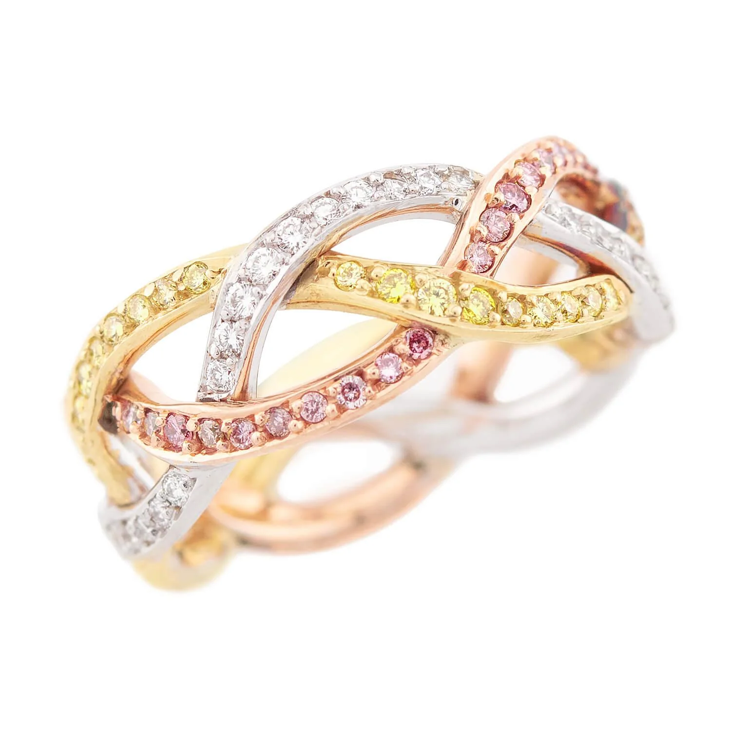 Estate 18k Mixed Metal Diamond Braided Band