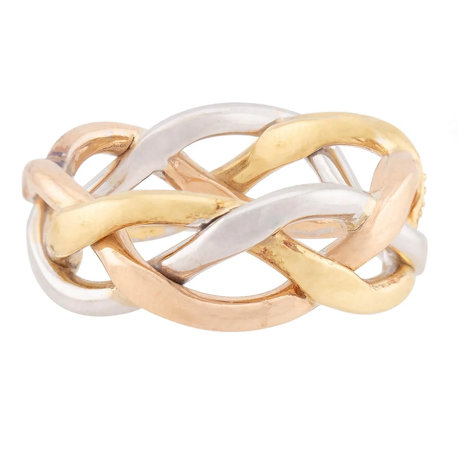 Estate 18k Mixed Metal Diamond Braided Band - Image 5