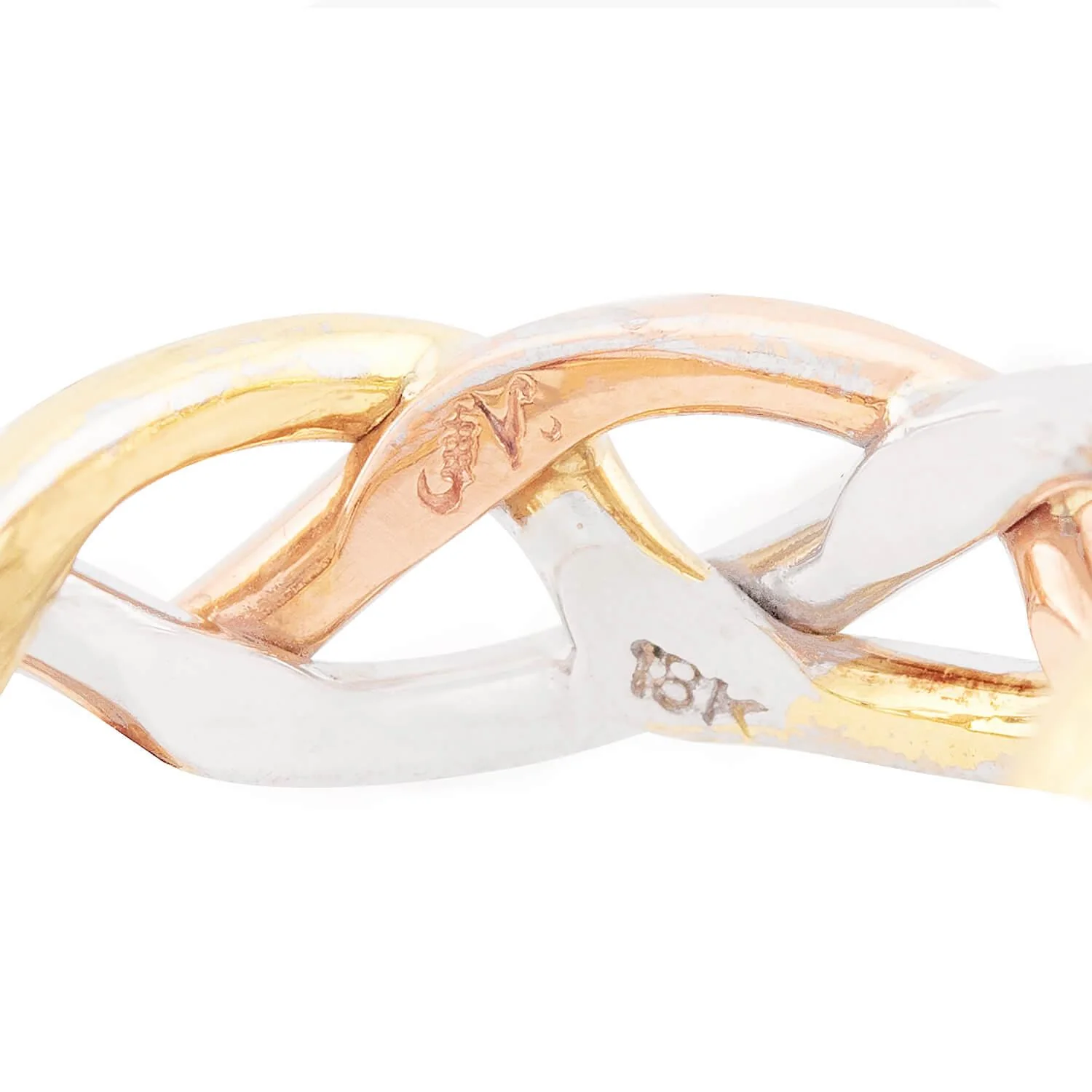 Estate 18k Mixed Metal Diamond Braided Band - Image 6