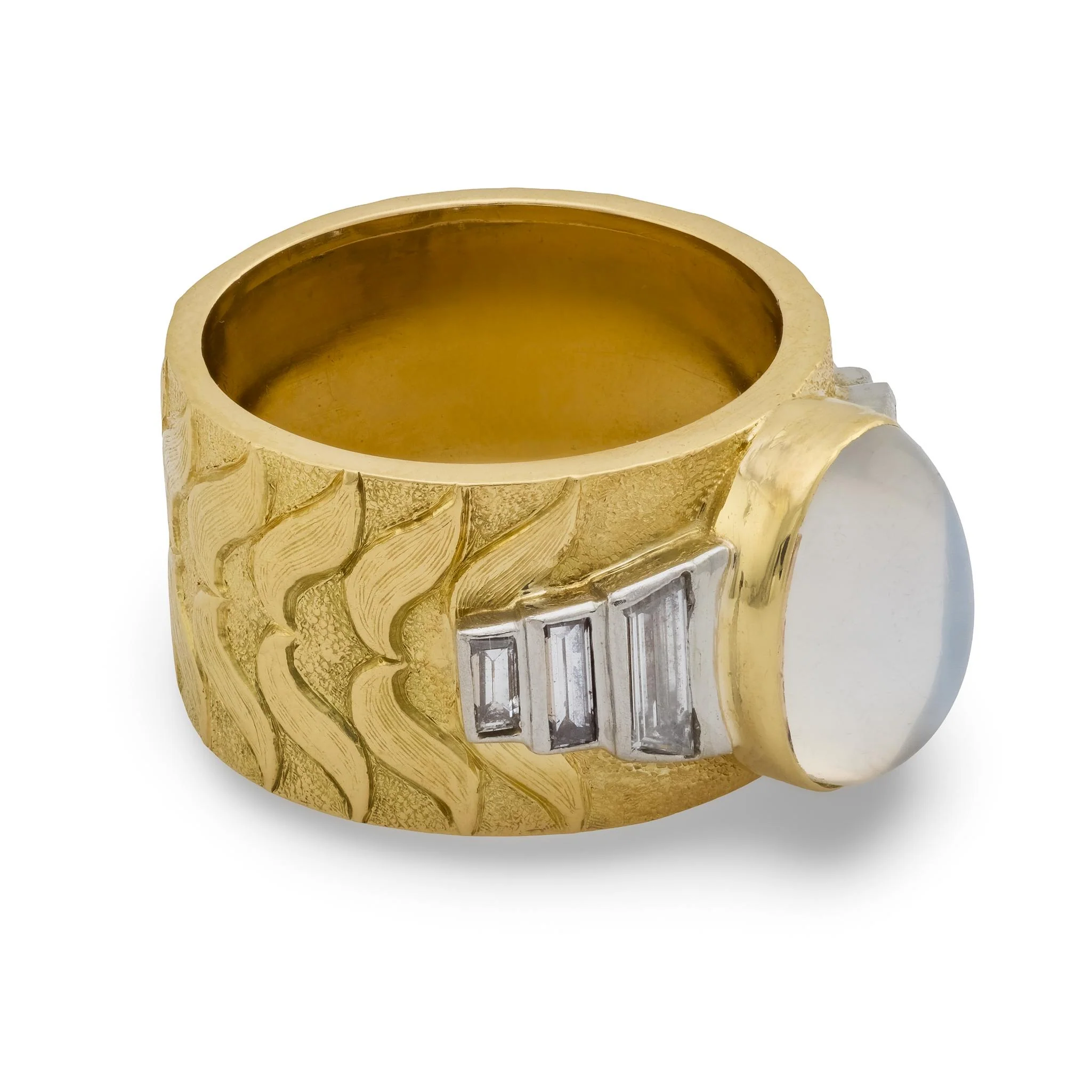 Estate 18k Moonstone & Diamond Cigar Band - Image 3