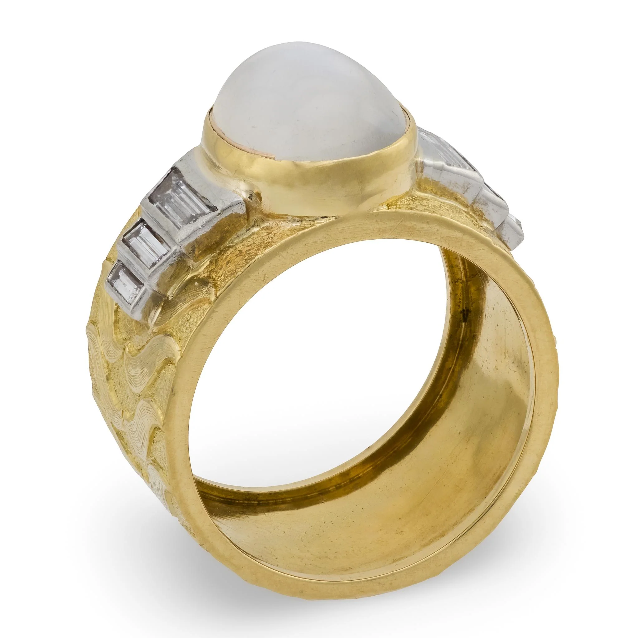 Estate 18k Moonstone & Diamond Cigar Band - Image 4