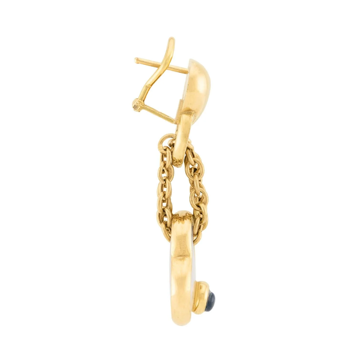 Estate 18k Mother of Pearl and Sapphire Earring and Bracelet Set - Image 2