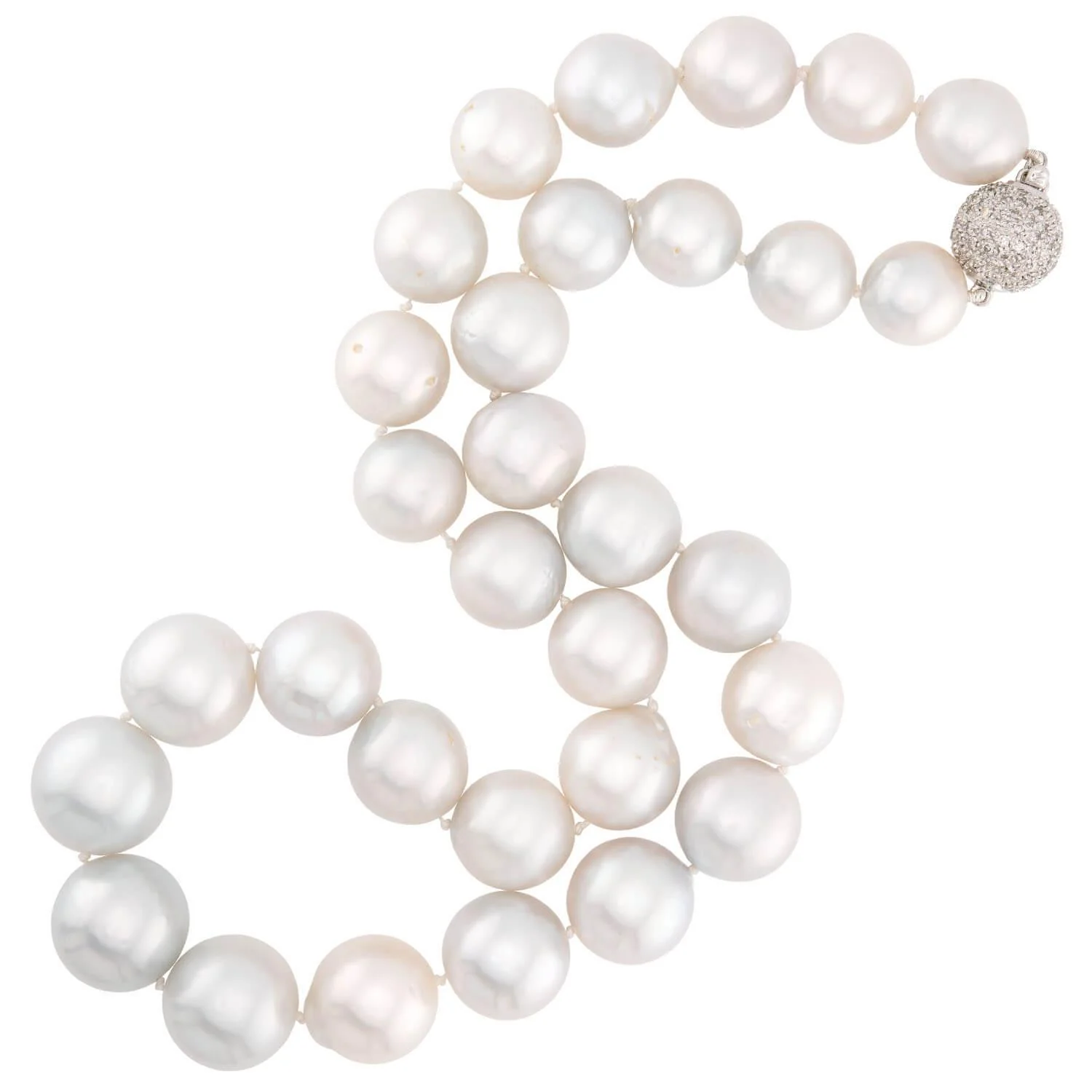 Estate 18k Pearl and Diamond Necklace 18" - Image 2