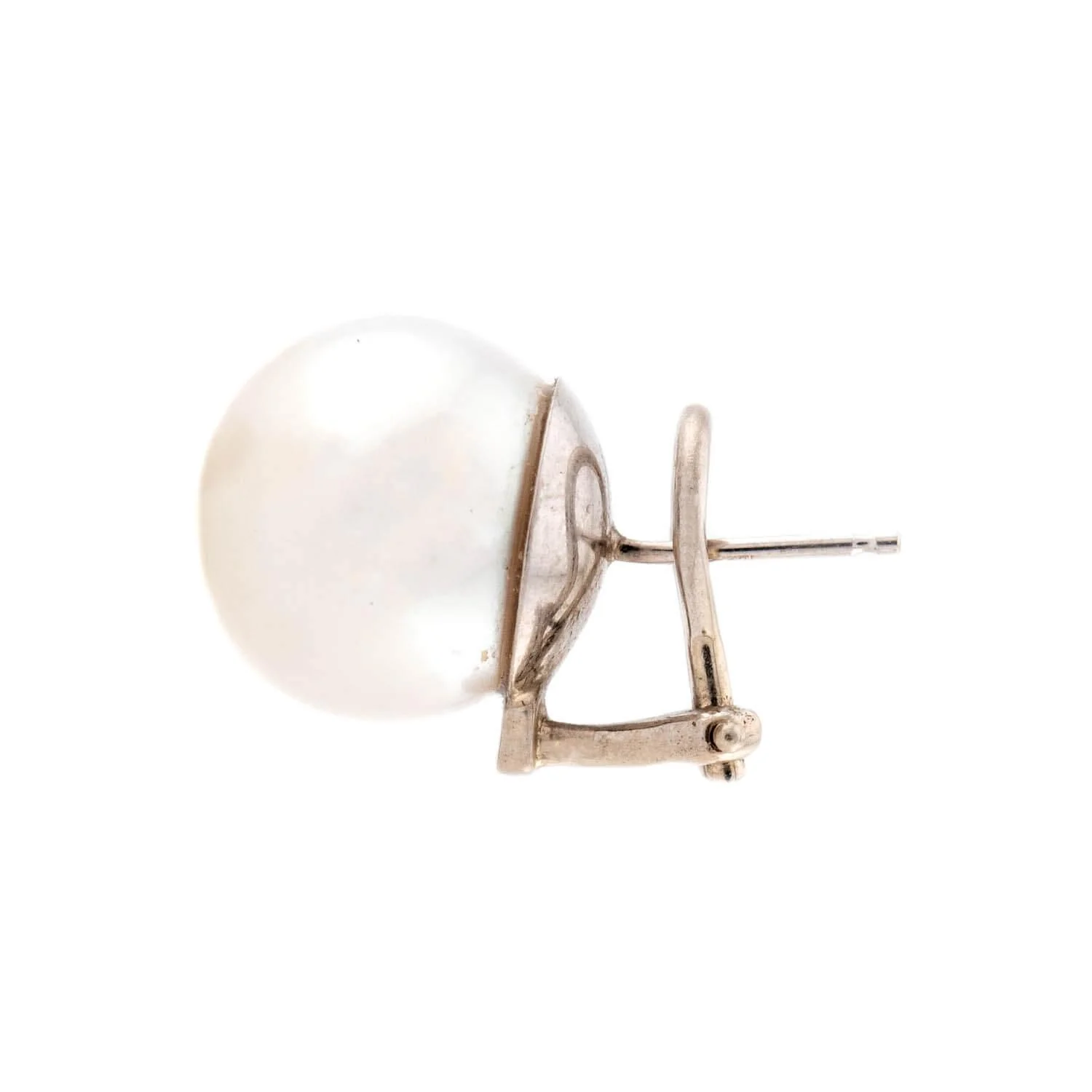 Estate 18k Pearl Earrings 13mm - Image 2