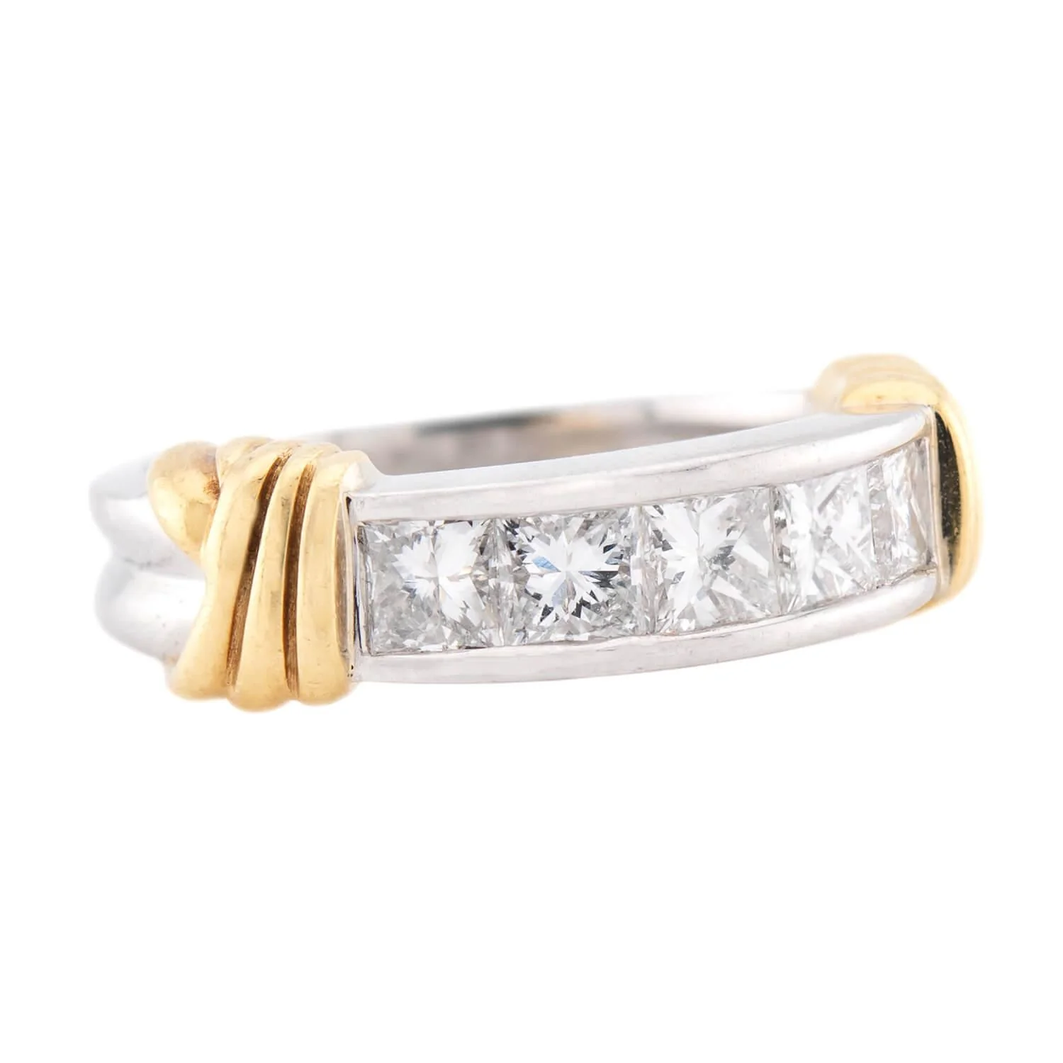 Estate 18k & Platinum Diamond Half Band - Image 2