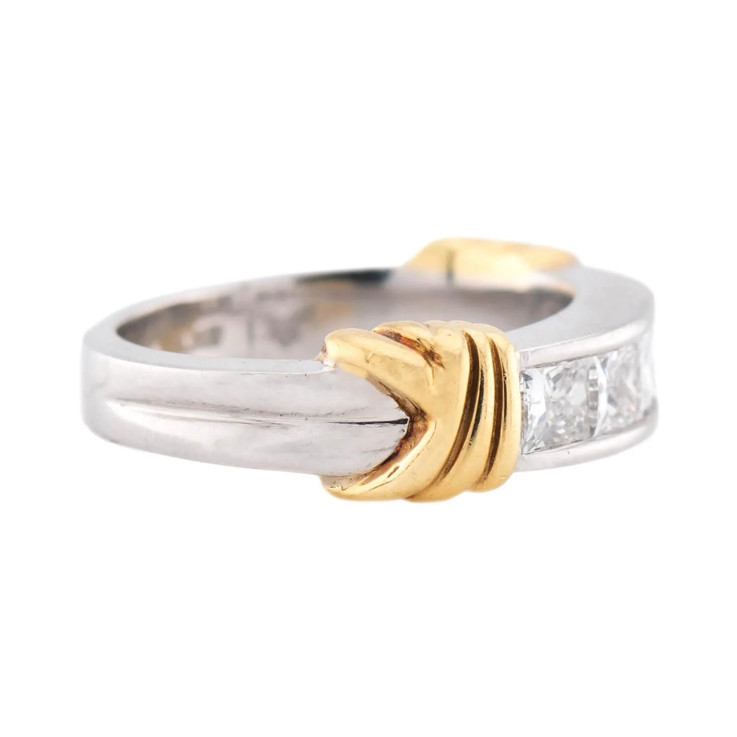 Estate 18k & Platinum Diamond Half Band - Image 3