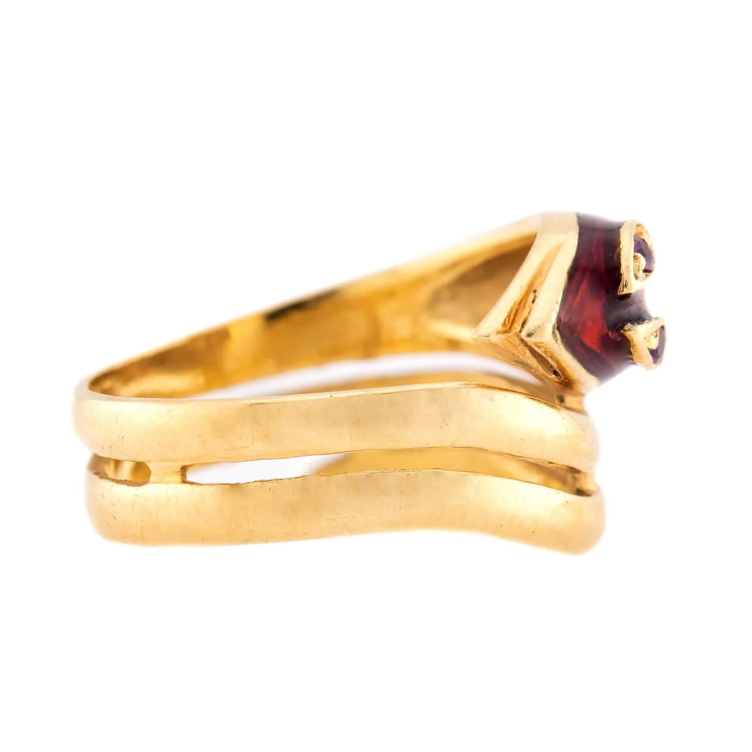 Estate 18k Ruby and Enamel Snake Ring - Image 3