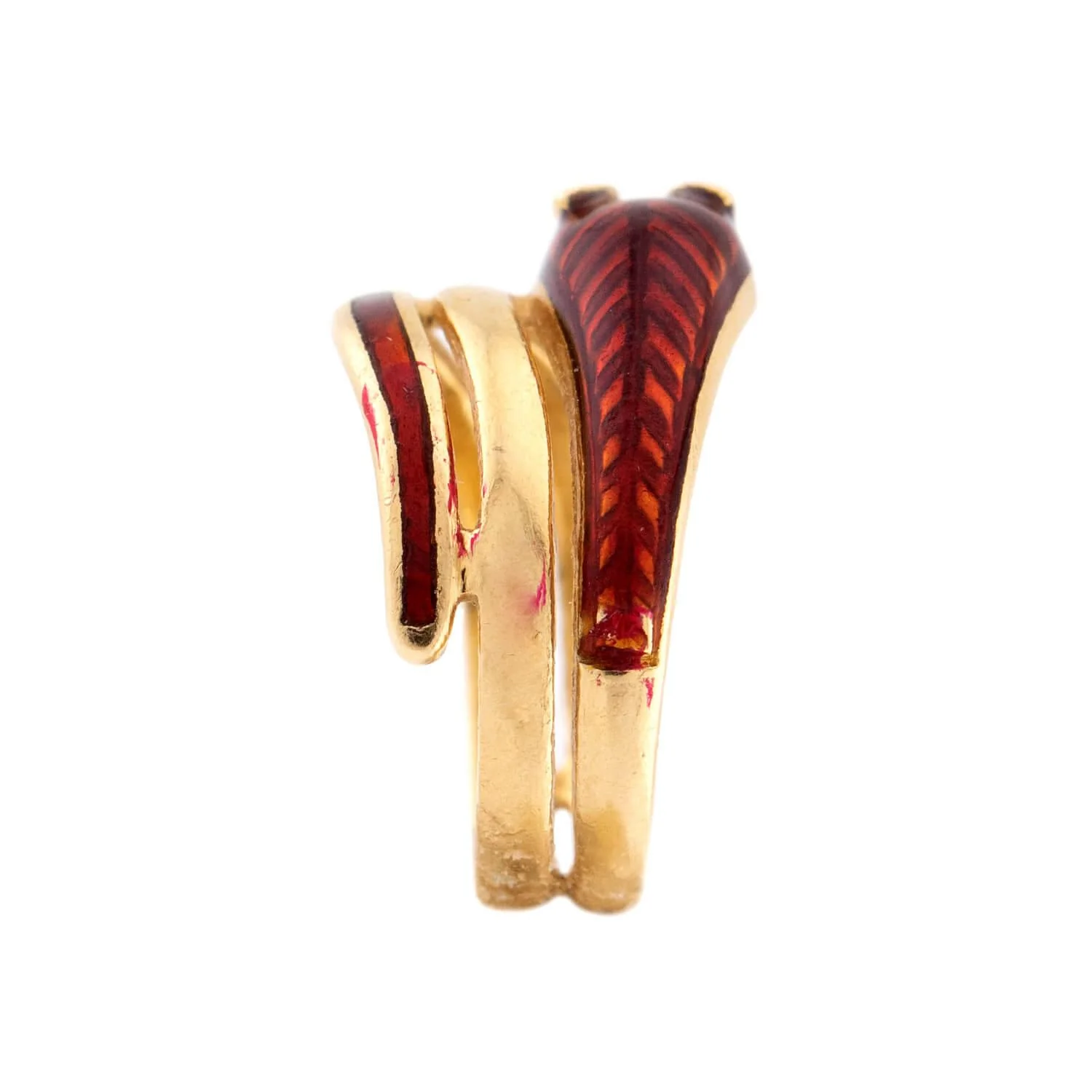 Estate 18k Ruby and Enamel Snake Ring - Image 4
