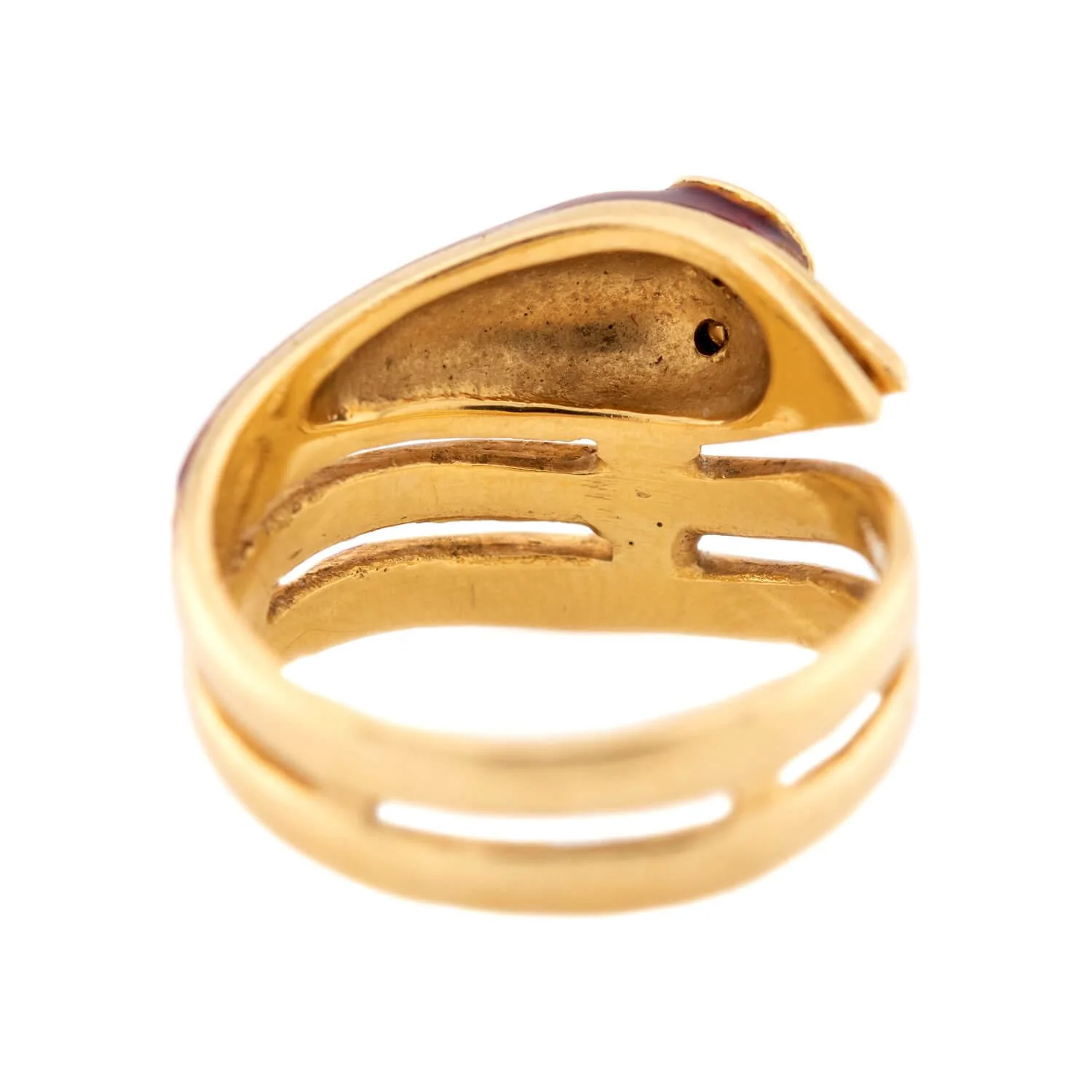 Estate 18k Ruby and Enamel Snake Ring - Image 6