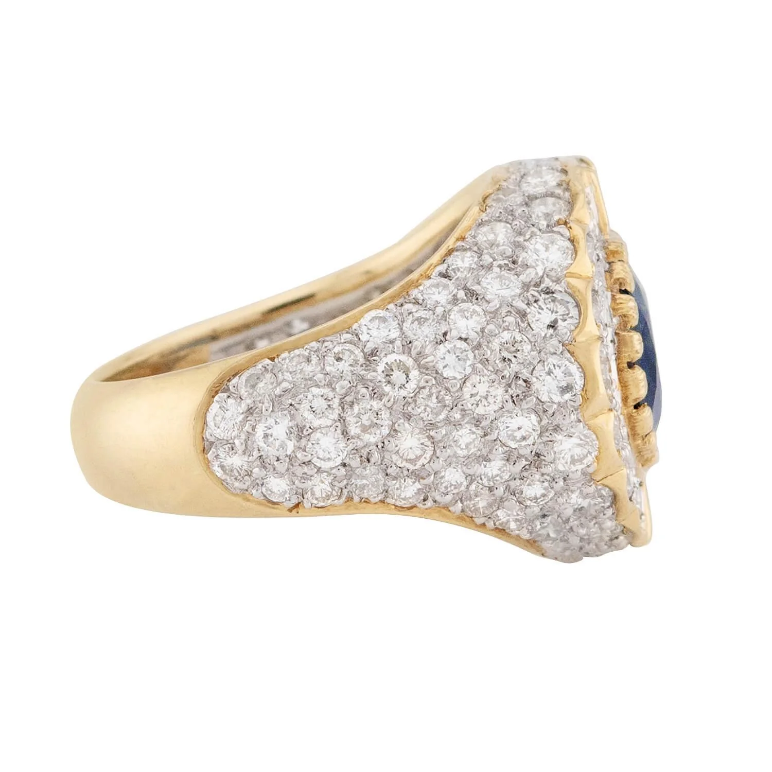 Estate 18k Sapphire and Diamond Cocktail Ring - Image 3